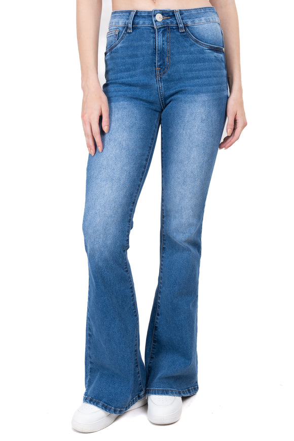 Jeans flared deslavados