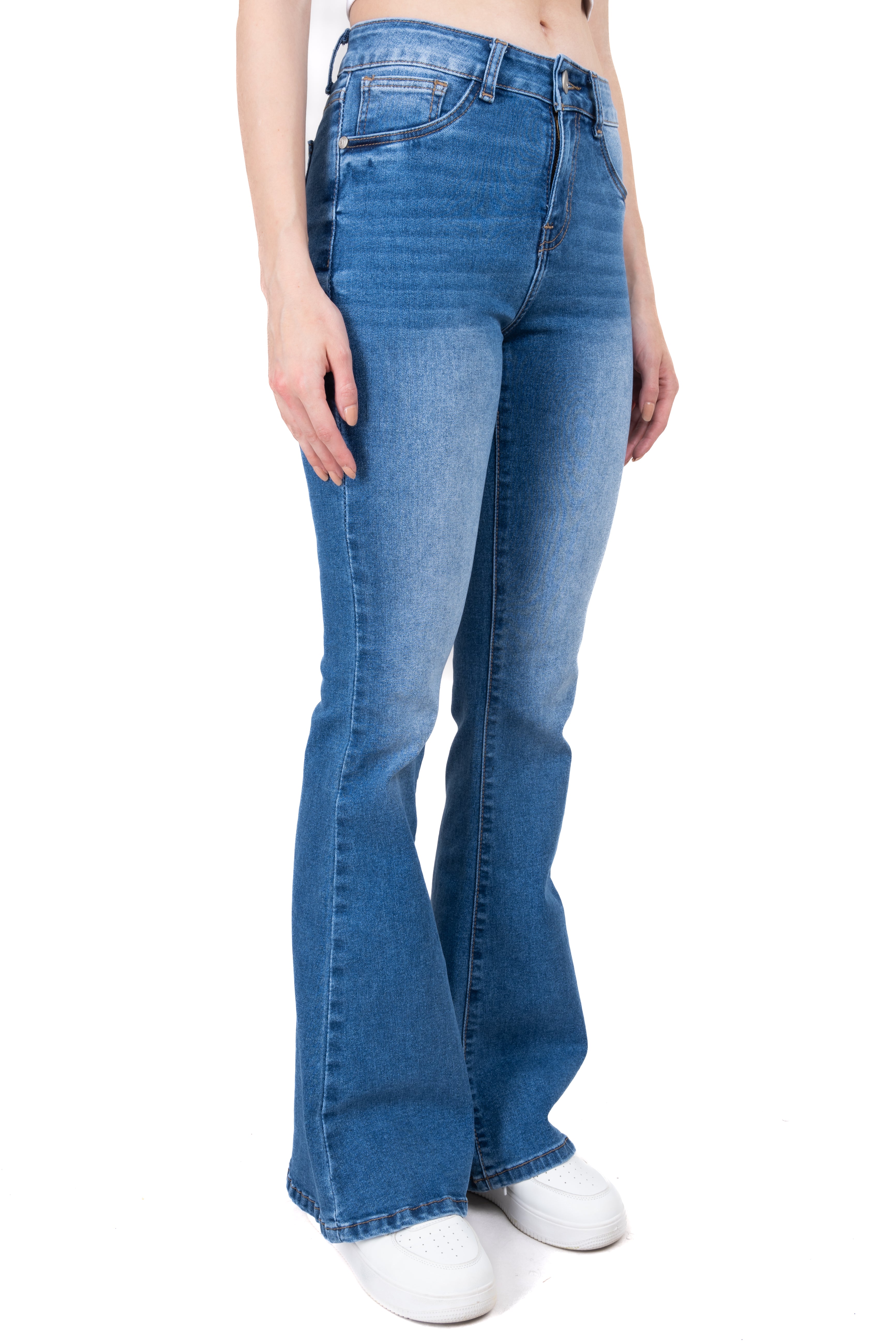 Jeans flared deslavados MEDIUM WASH