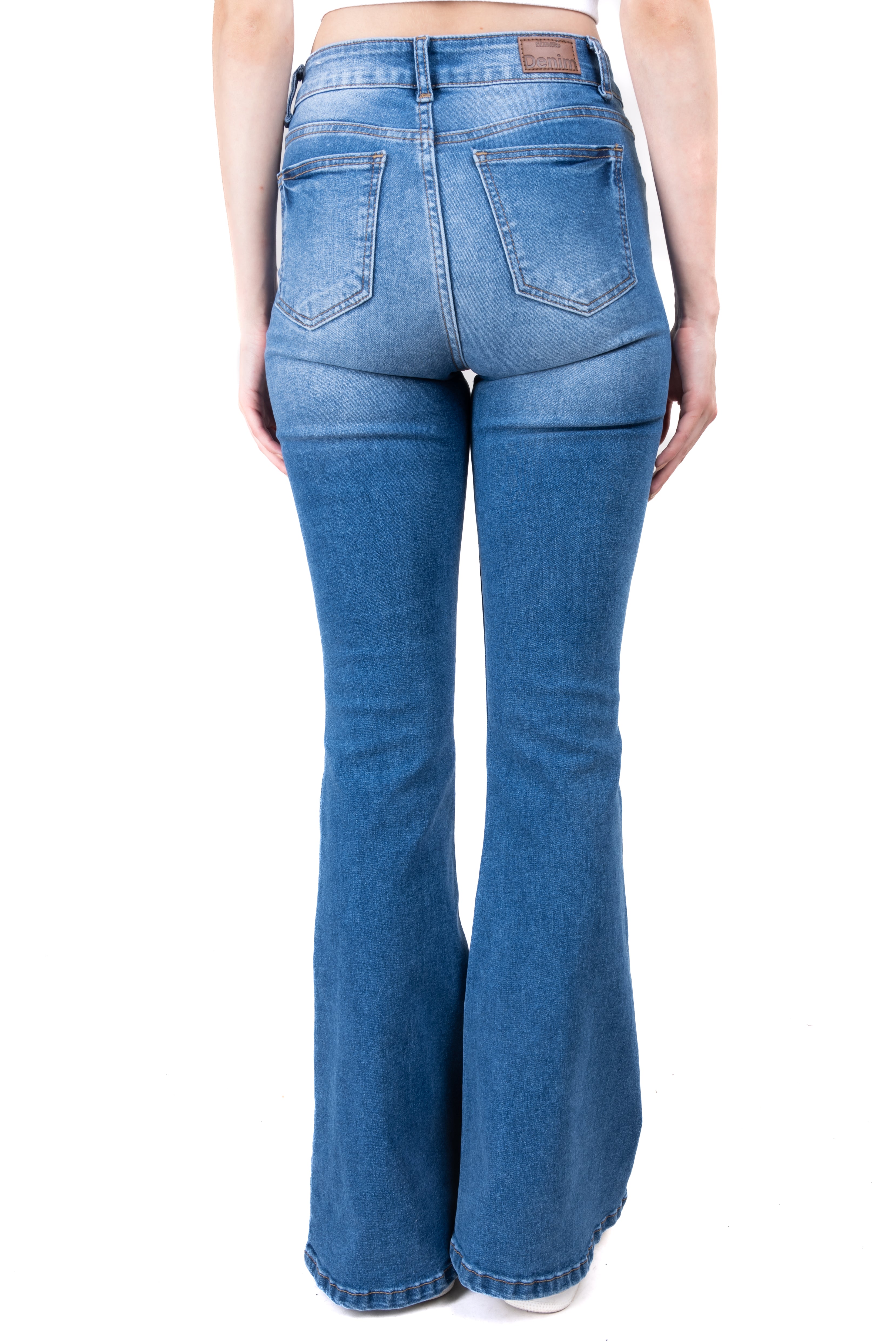 Jeans flared deslavados MEDIUM WASH