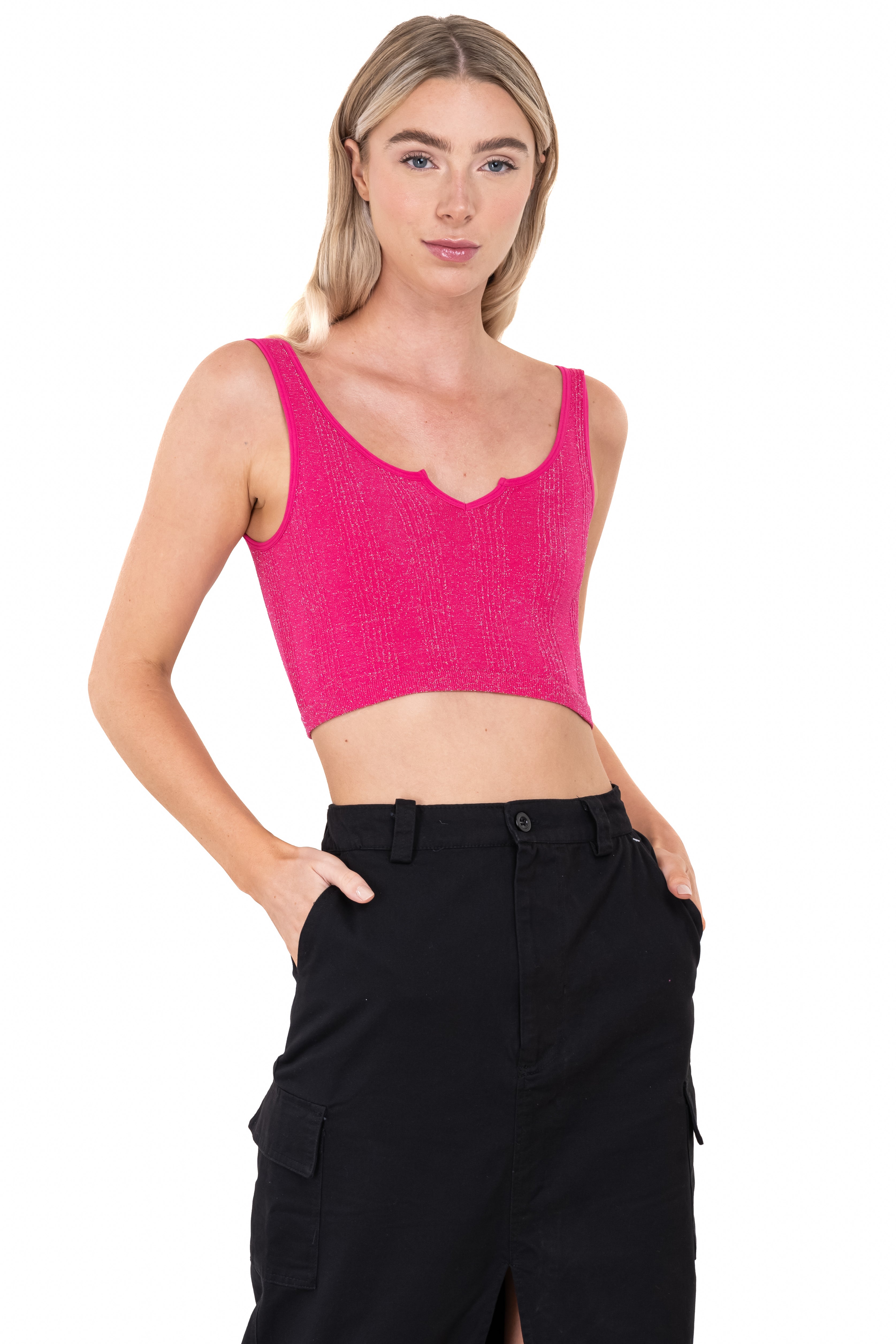 Top con lurex sin costuras ROSA