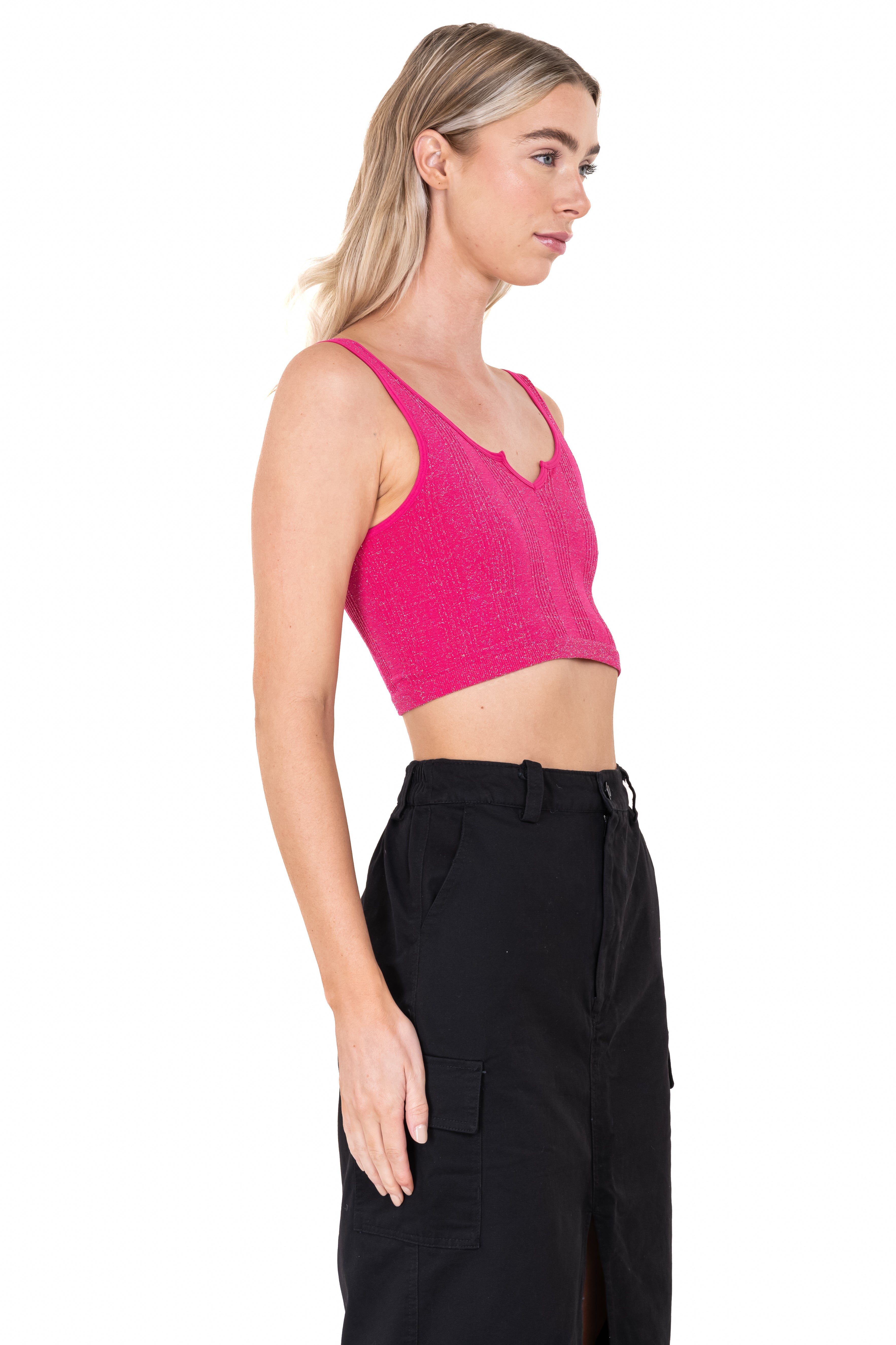 Top con lurex sin costuras ROSA