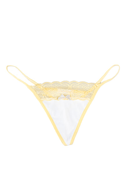 Tanga Mesh Detalle Encaje AMARILLO