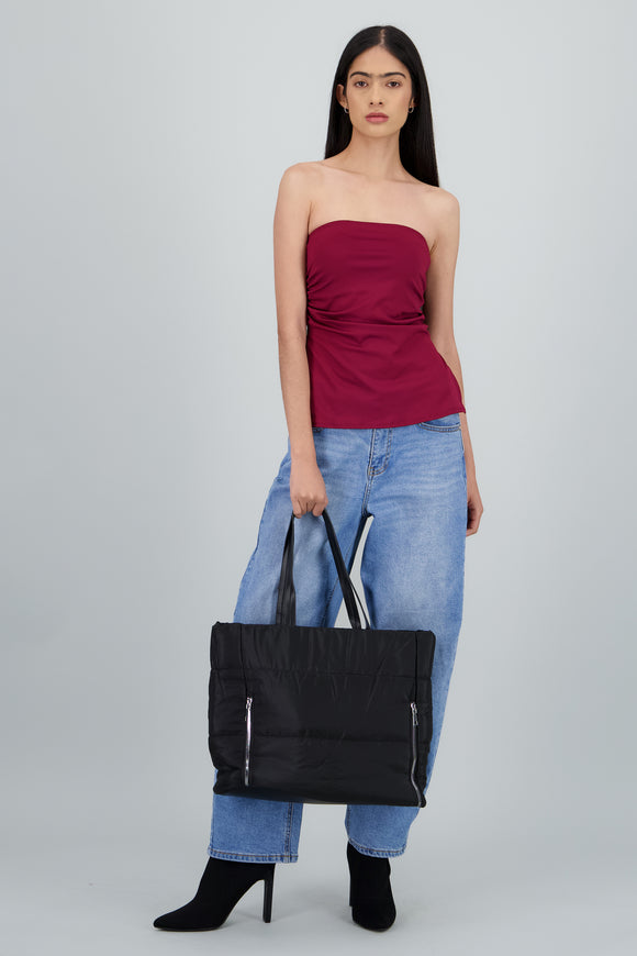 Bolso Tote Capitonado Cremalleras