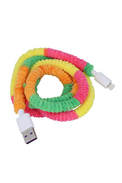 Cable cargador fluffy bicolor