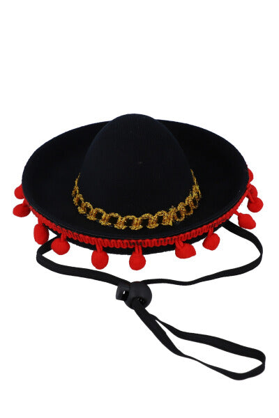 Sombrero para mascota mariachi borlas NEGRO