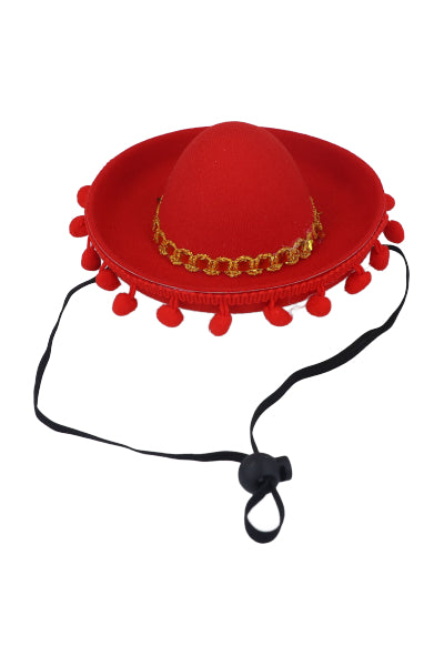 Sombrero para mascota mariachi borlas ROJO