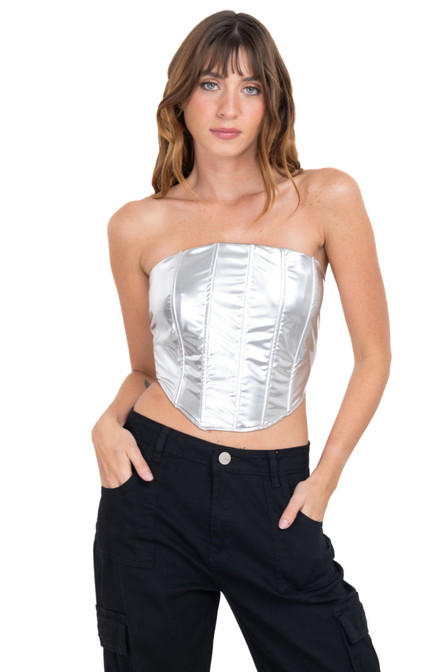 Corset metalizado efecto piel