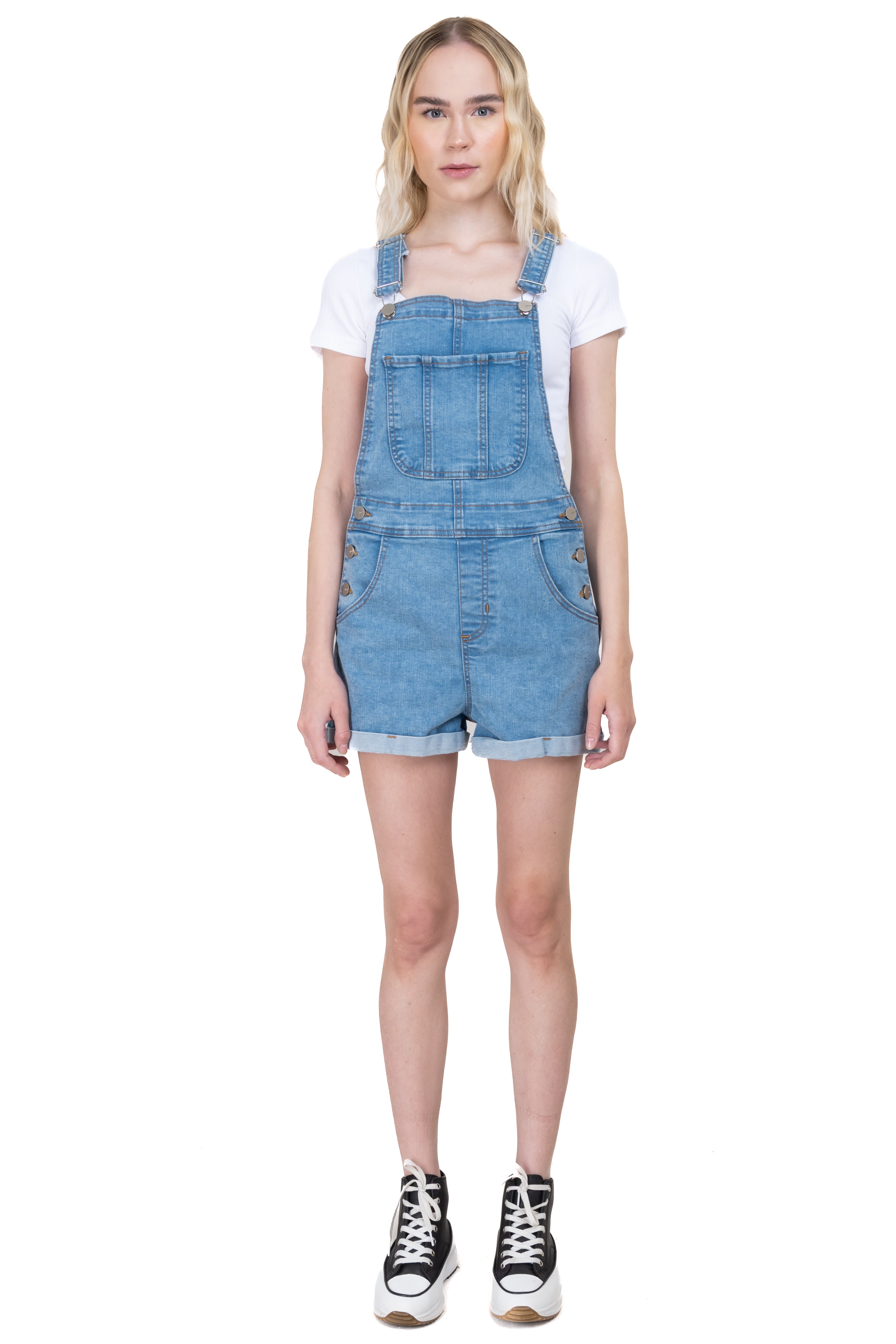 Overol short denim botones