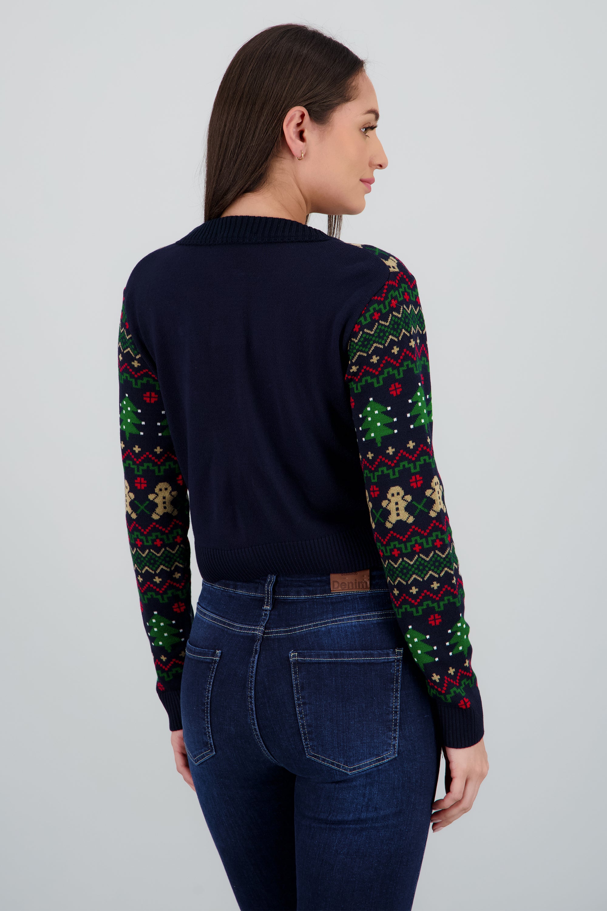 Cárdigan crop navideño MARINO COMBO