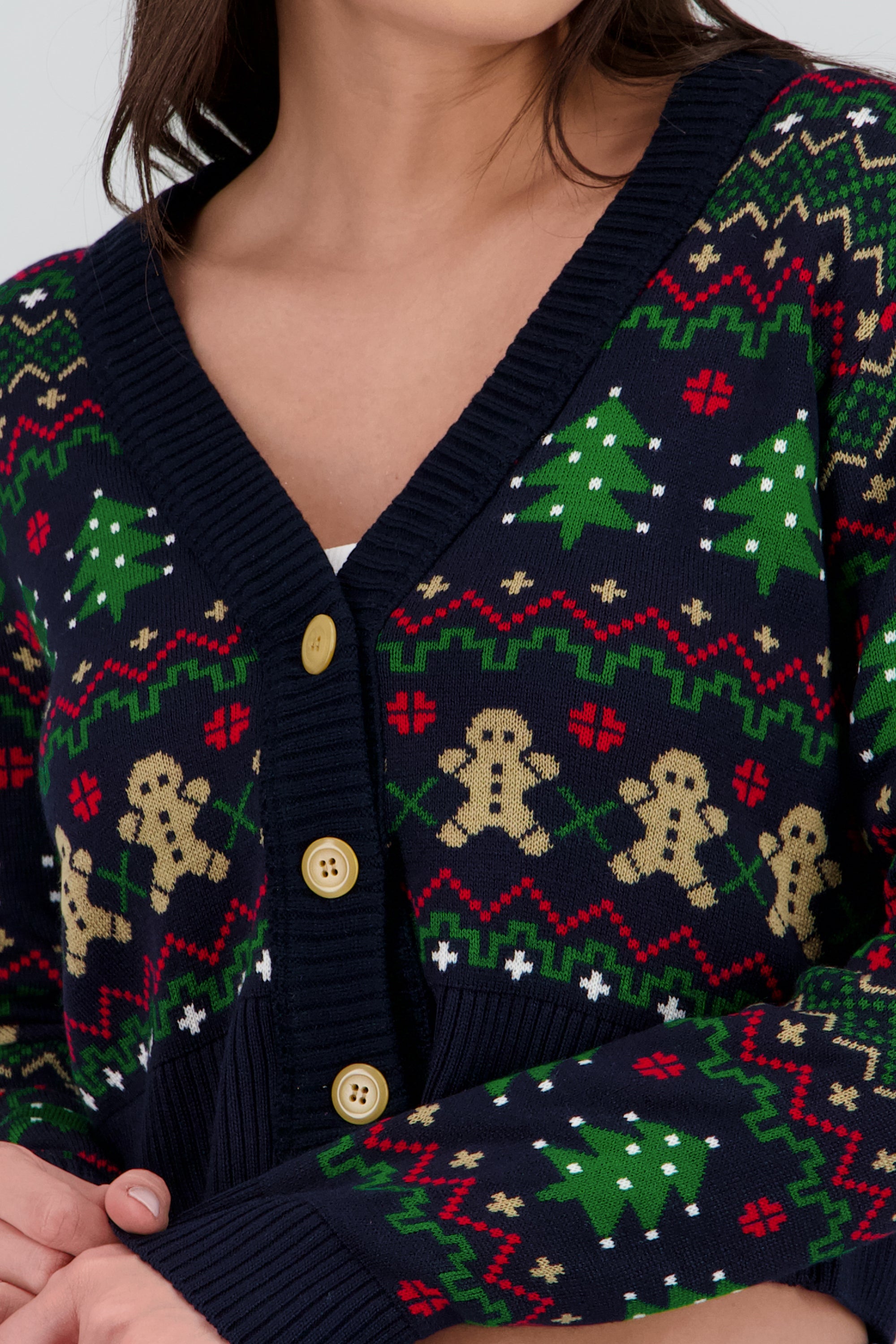 Cárdigan crop navideño MARINO COMBO