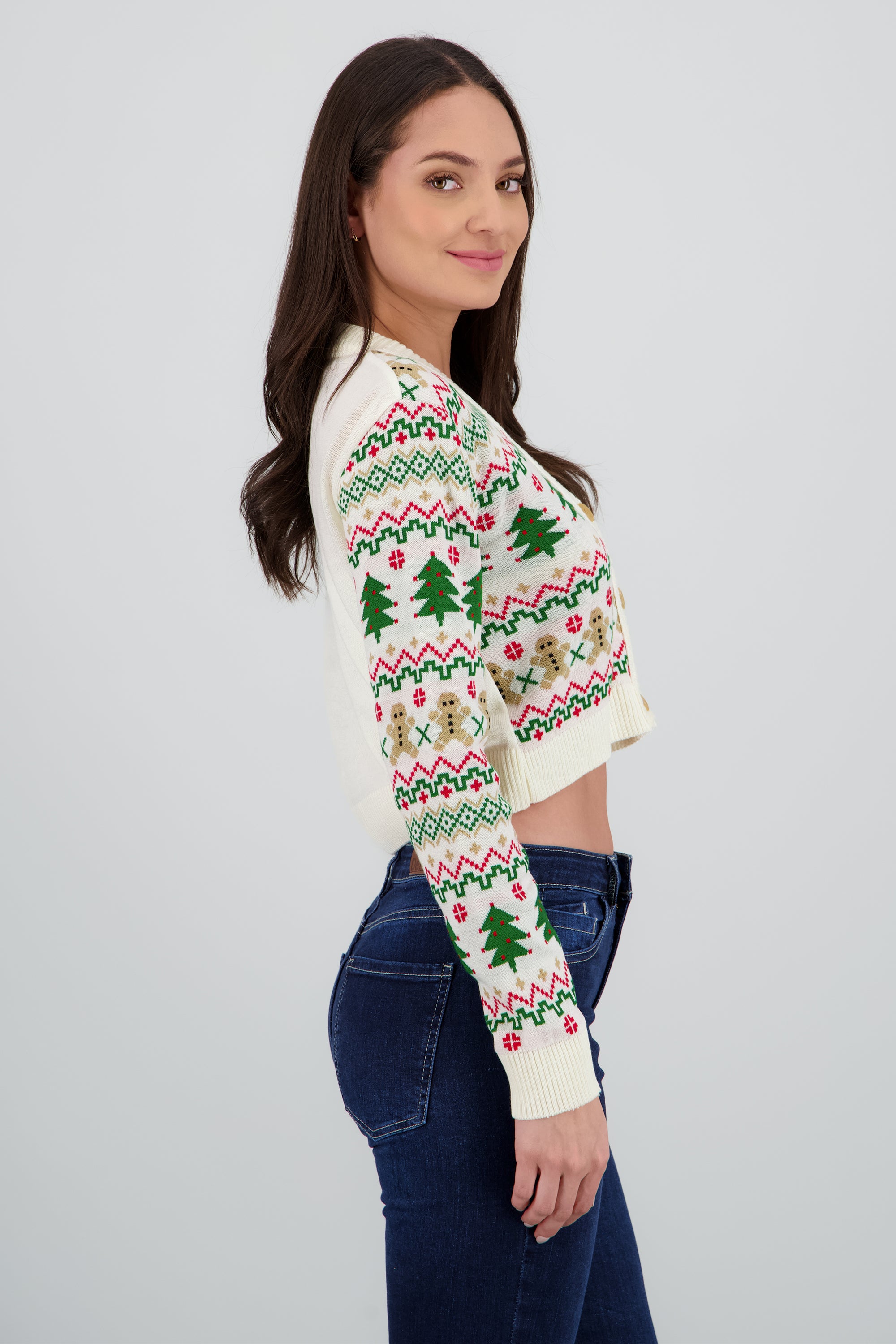 Cárdigan crop navideño BLANCO COMBO