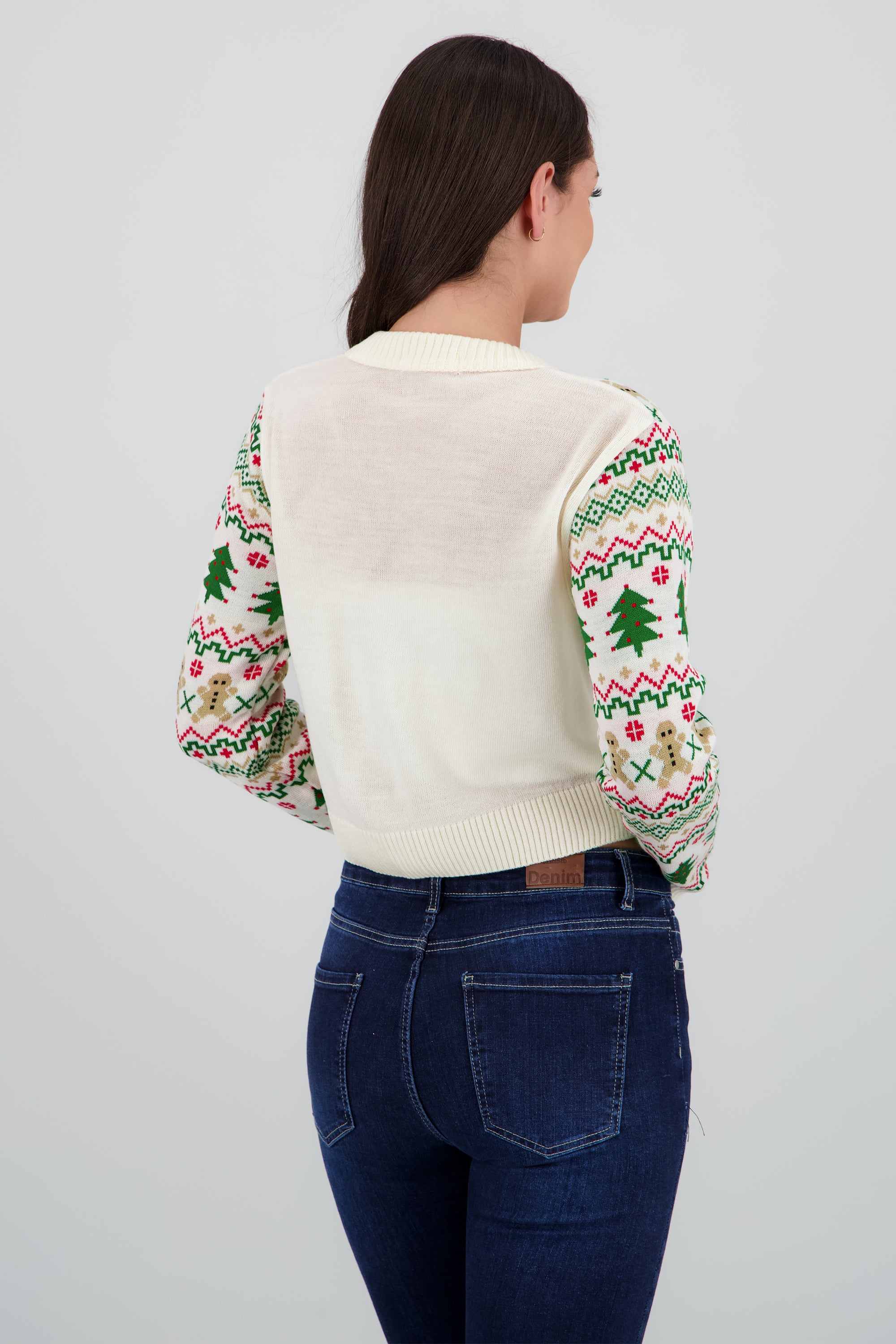 Cárdigan crop navideño BLANCO COMBO