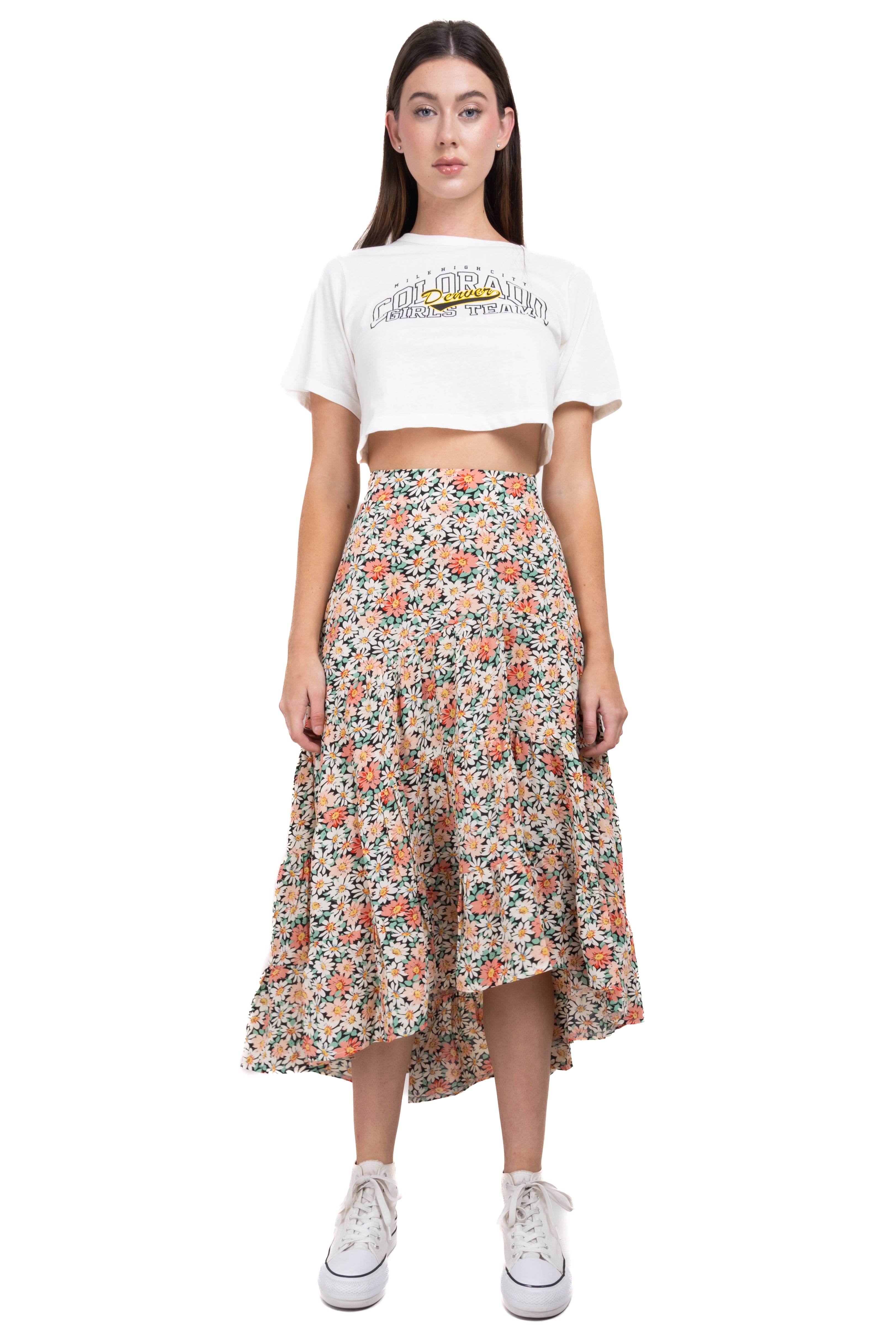 Falda maxi floreada olanes MULTICOLOR