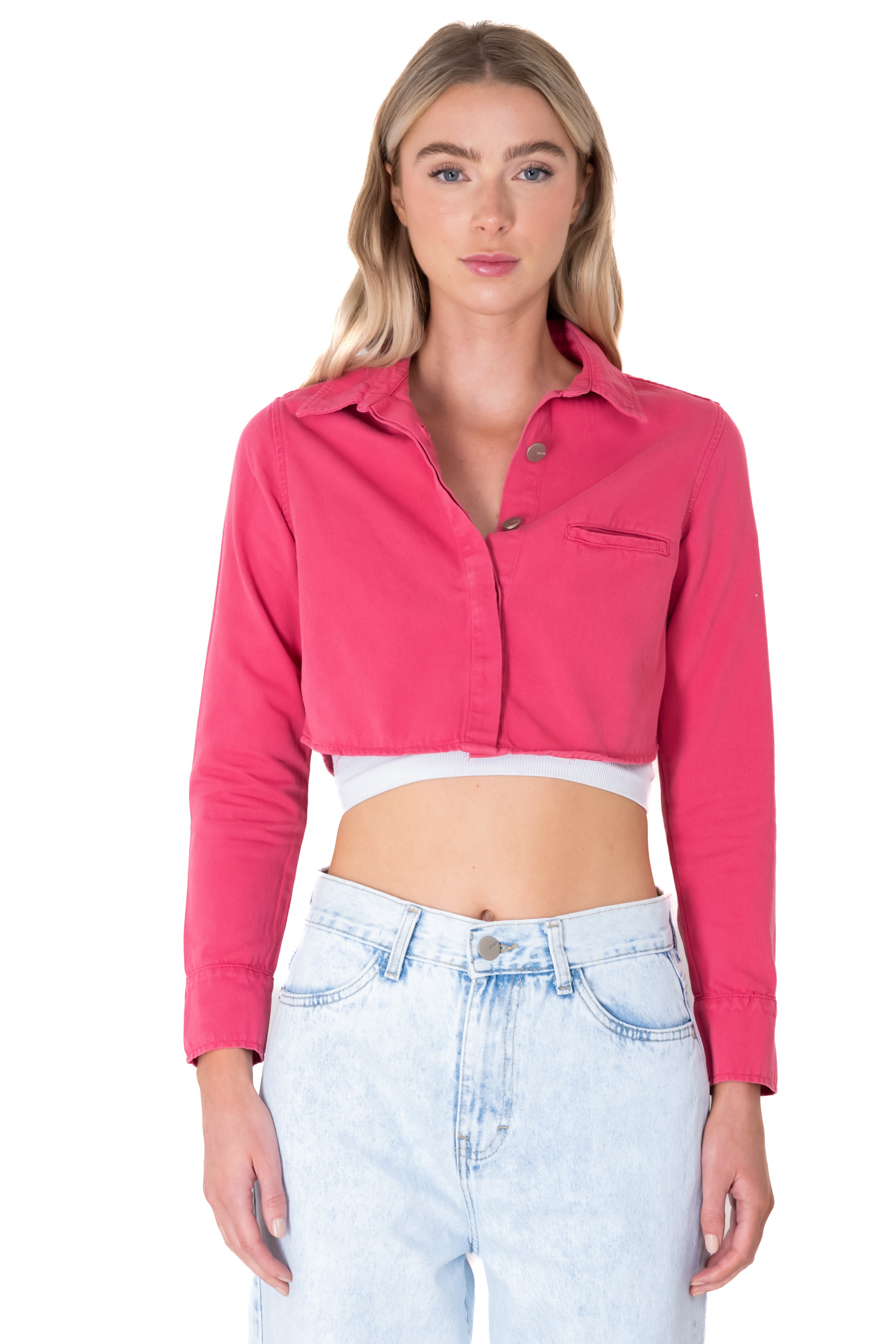 Camisa crop bolsillo