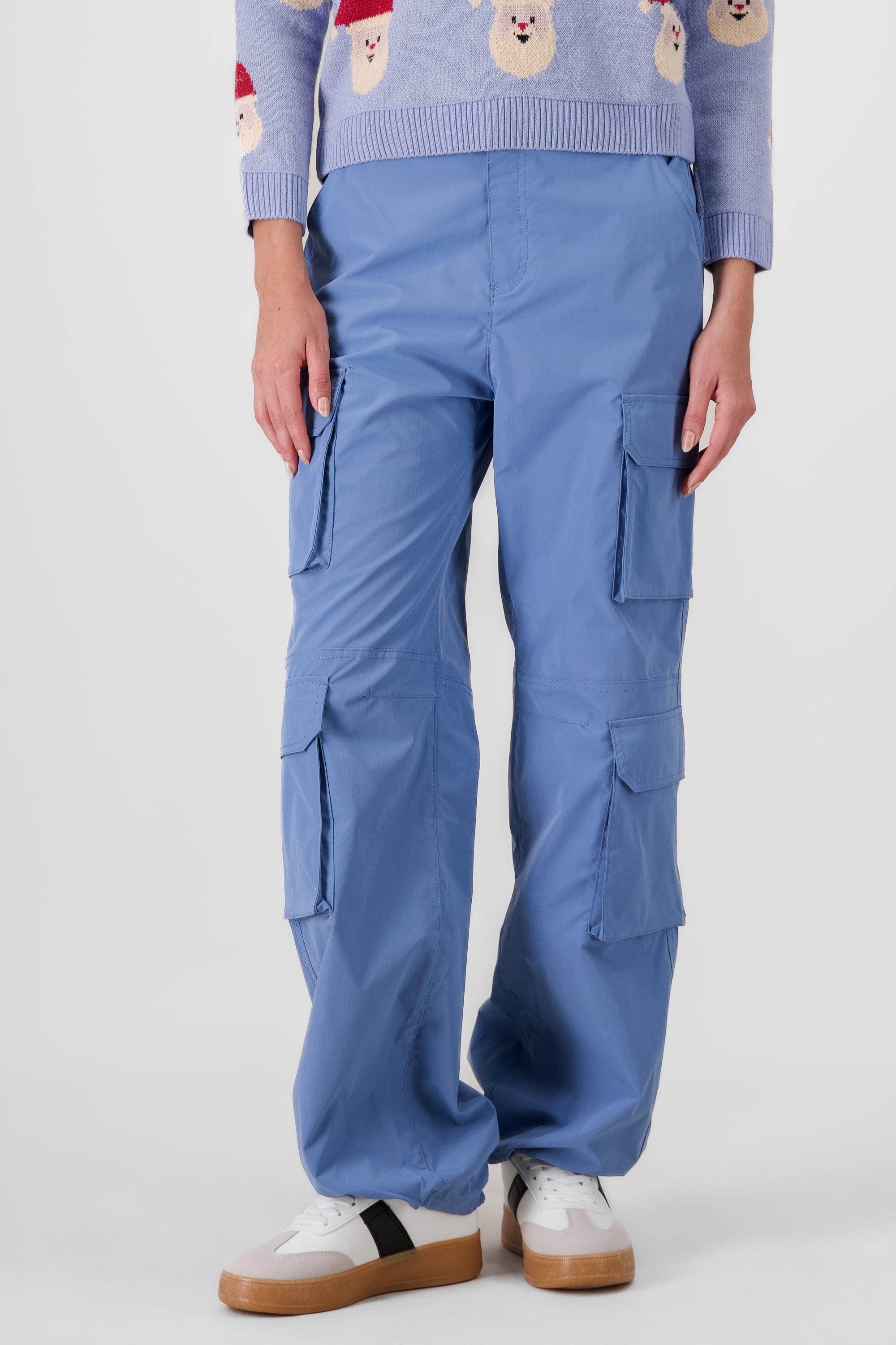 Pantalón parachute cargo multibolsillos AZUL