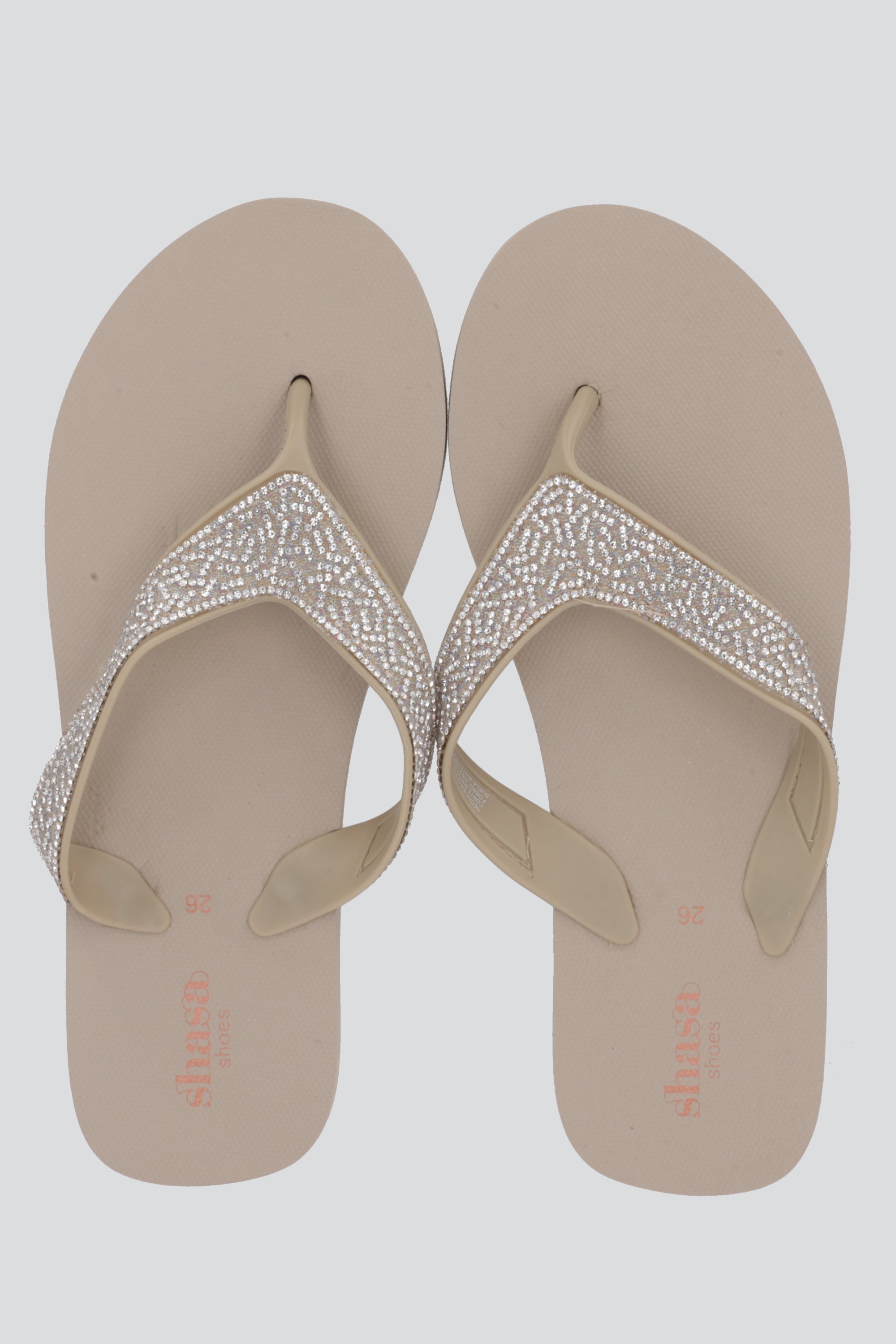 Flip flop cintas brillos NUDE