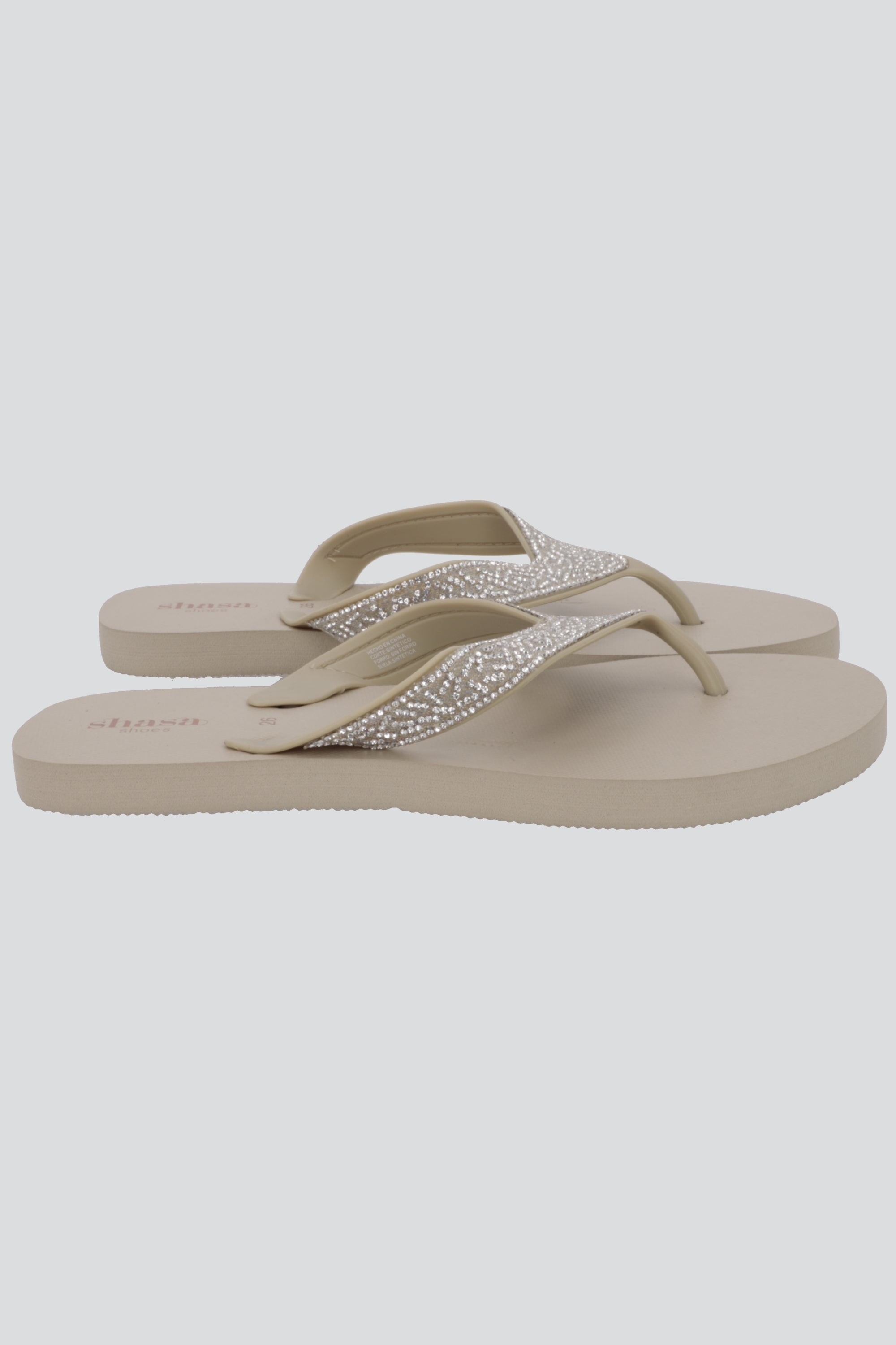 Flip flop cintas brillos NUDE