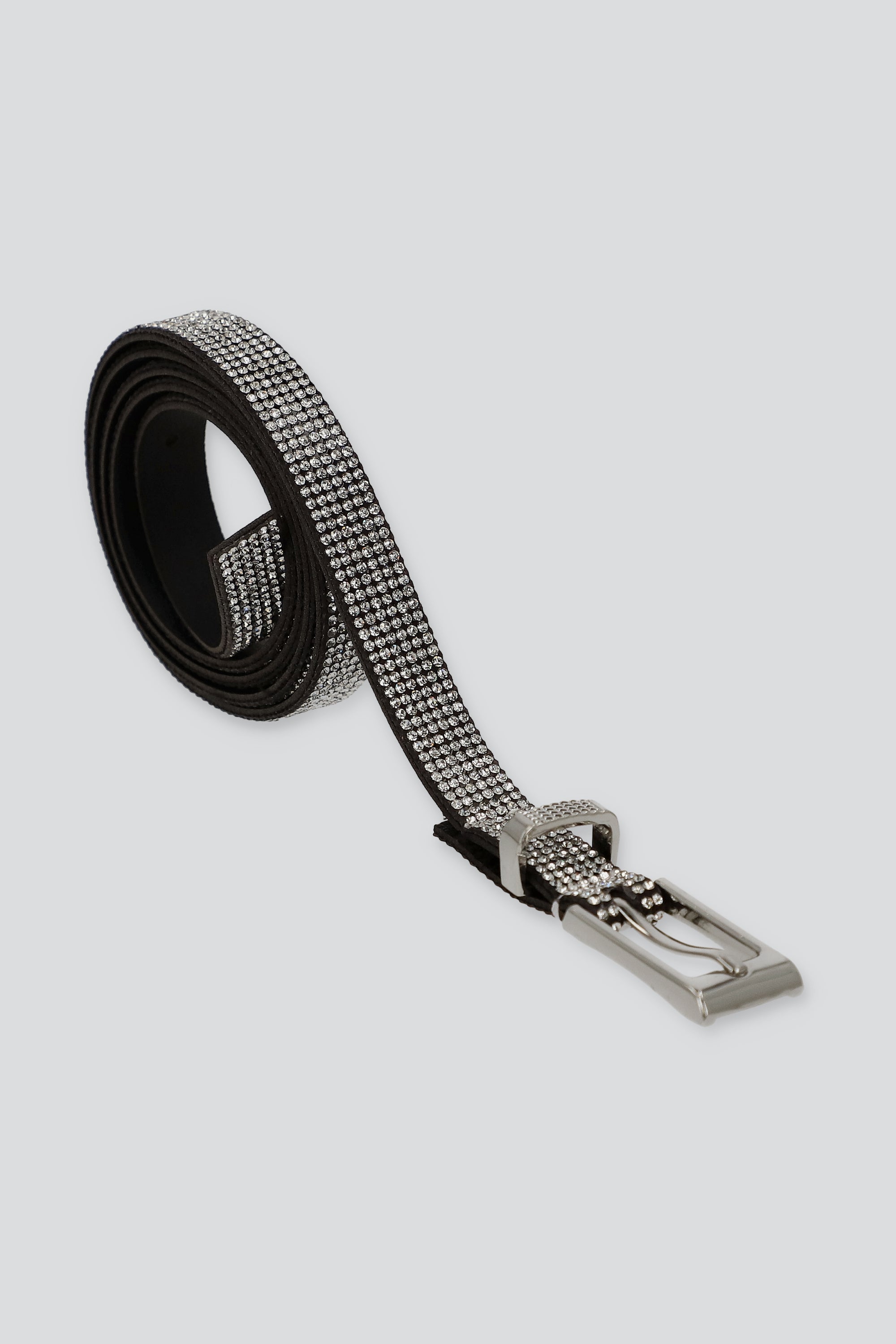 Cinturón Efecto Piel Brillos PLATA