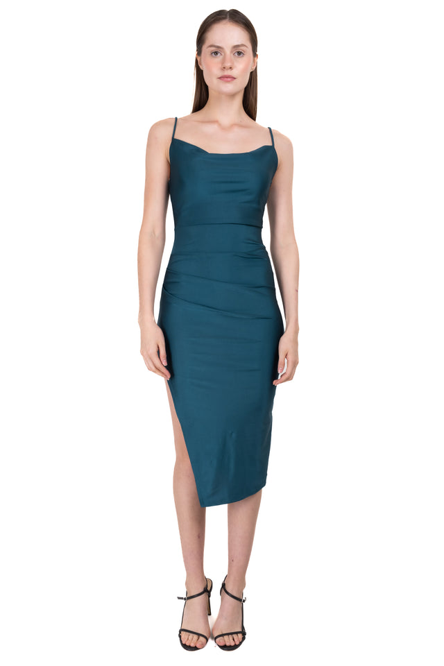 Vestido midi bodycon cascada