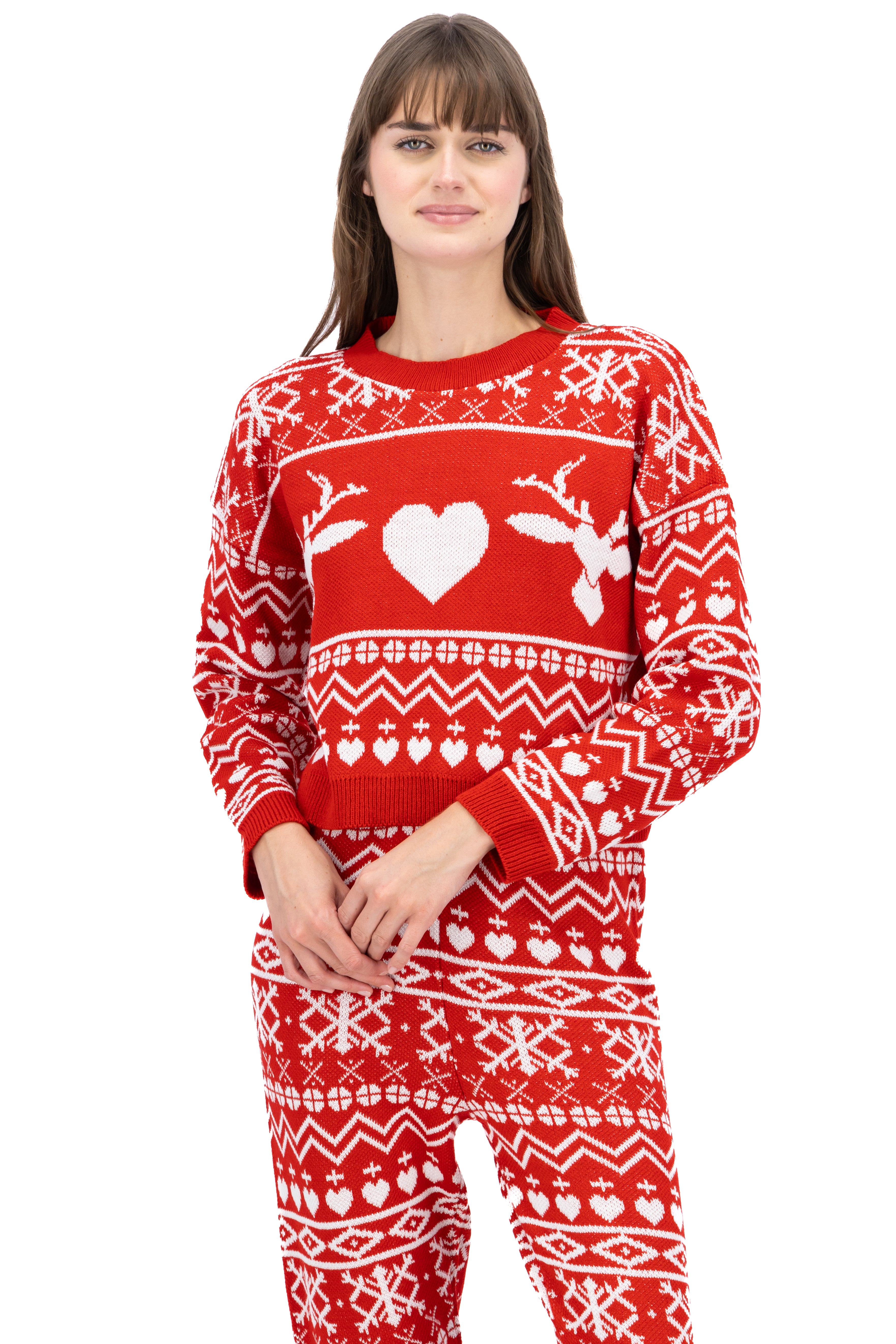 Suéter Navideño Corazón Renos ROJO COMBO