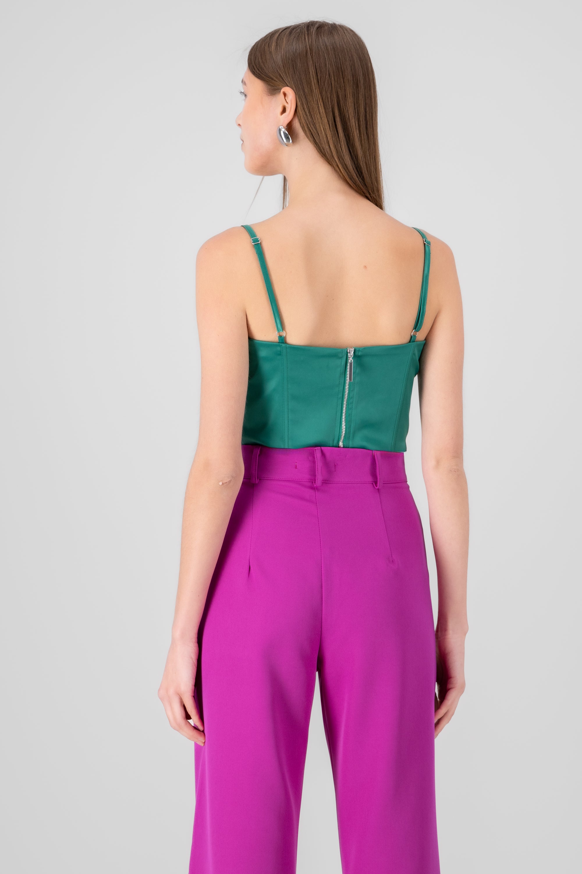 Corset Tirantes Copas Brillos VERDE