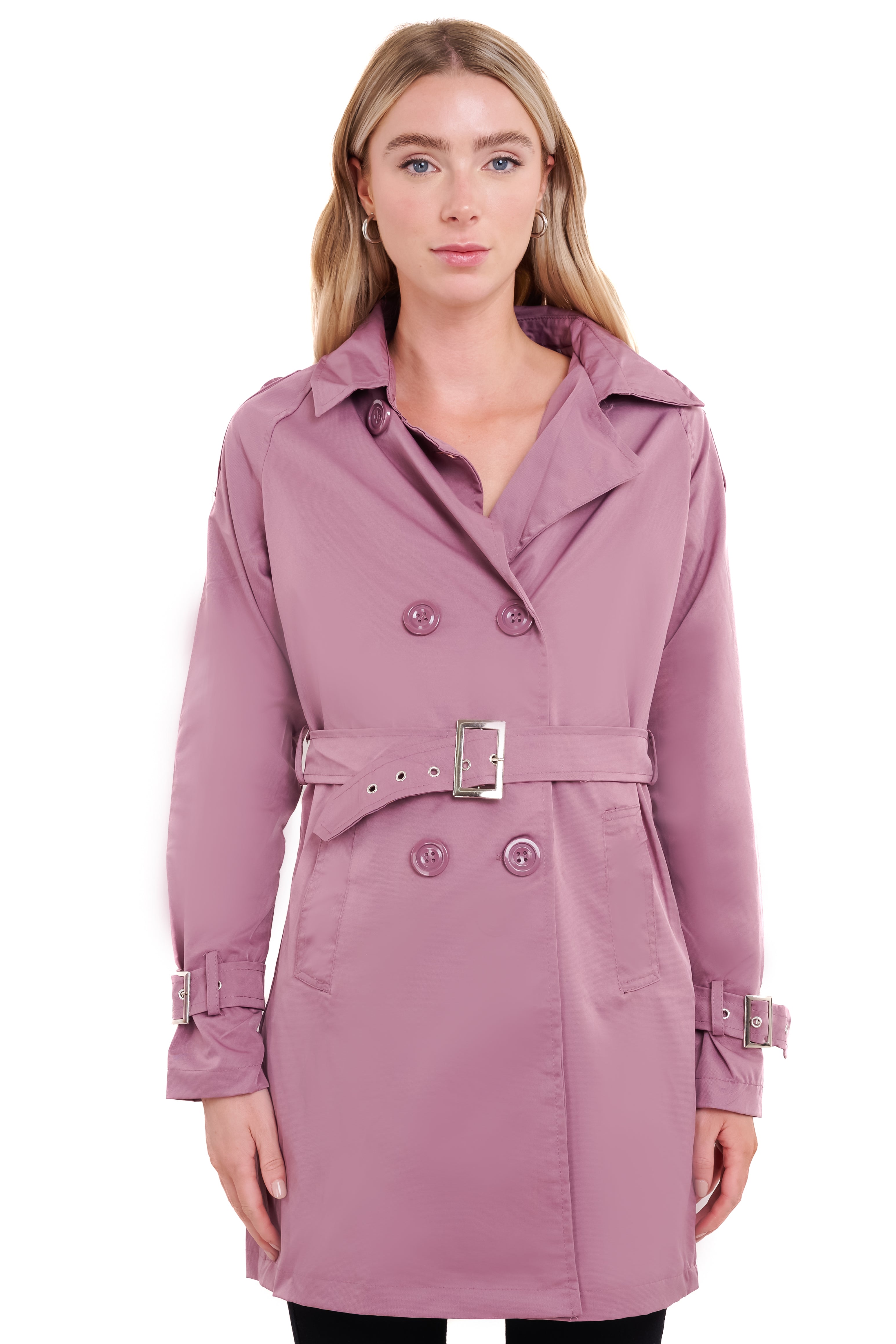 Gabardina botones cinturón ROSA