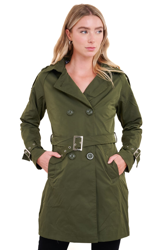 Gabardina botones cinturón
