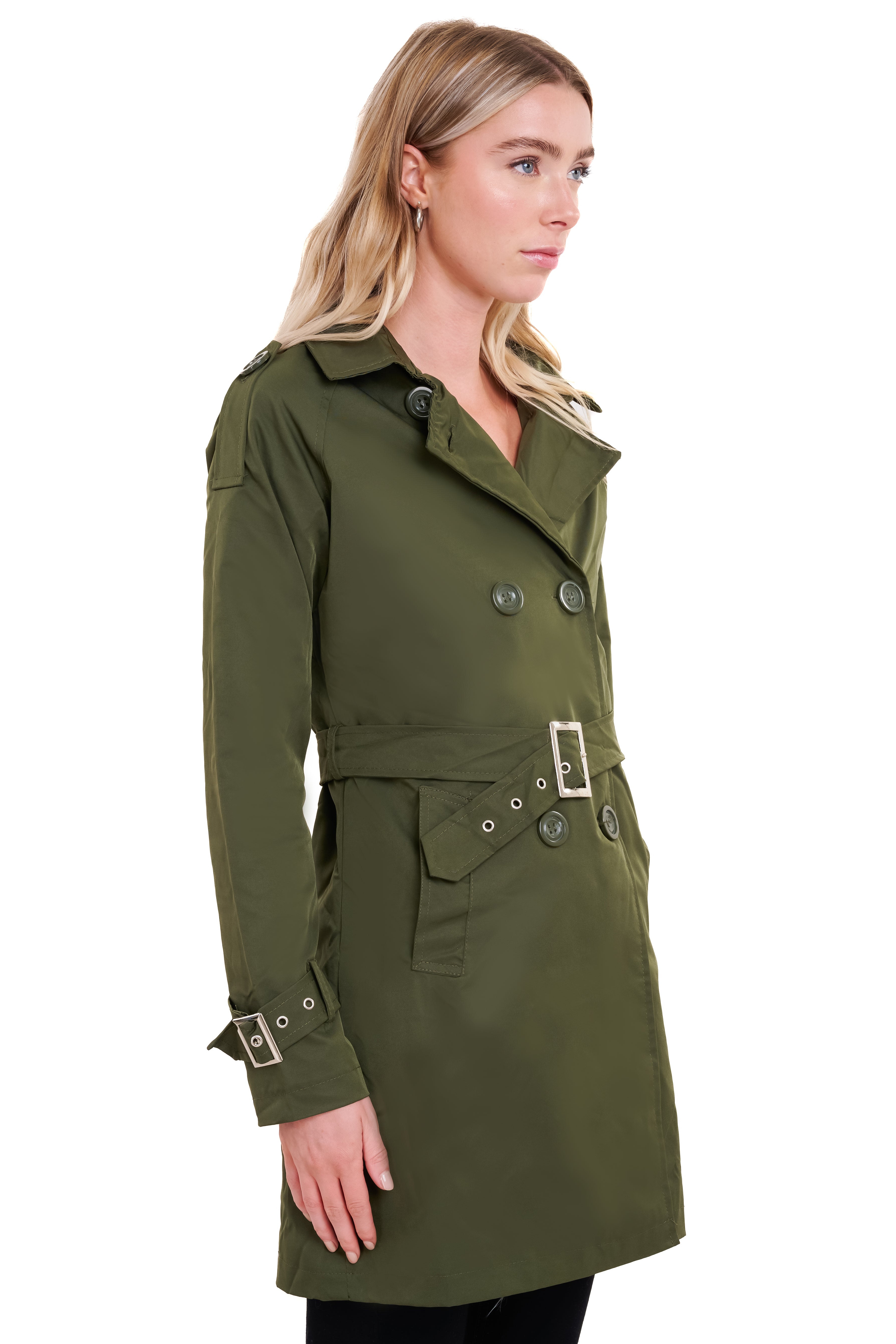 Gabardina botones cinturón OLIVO