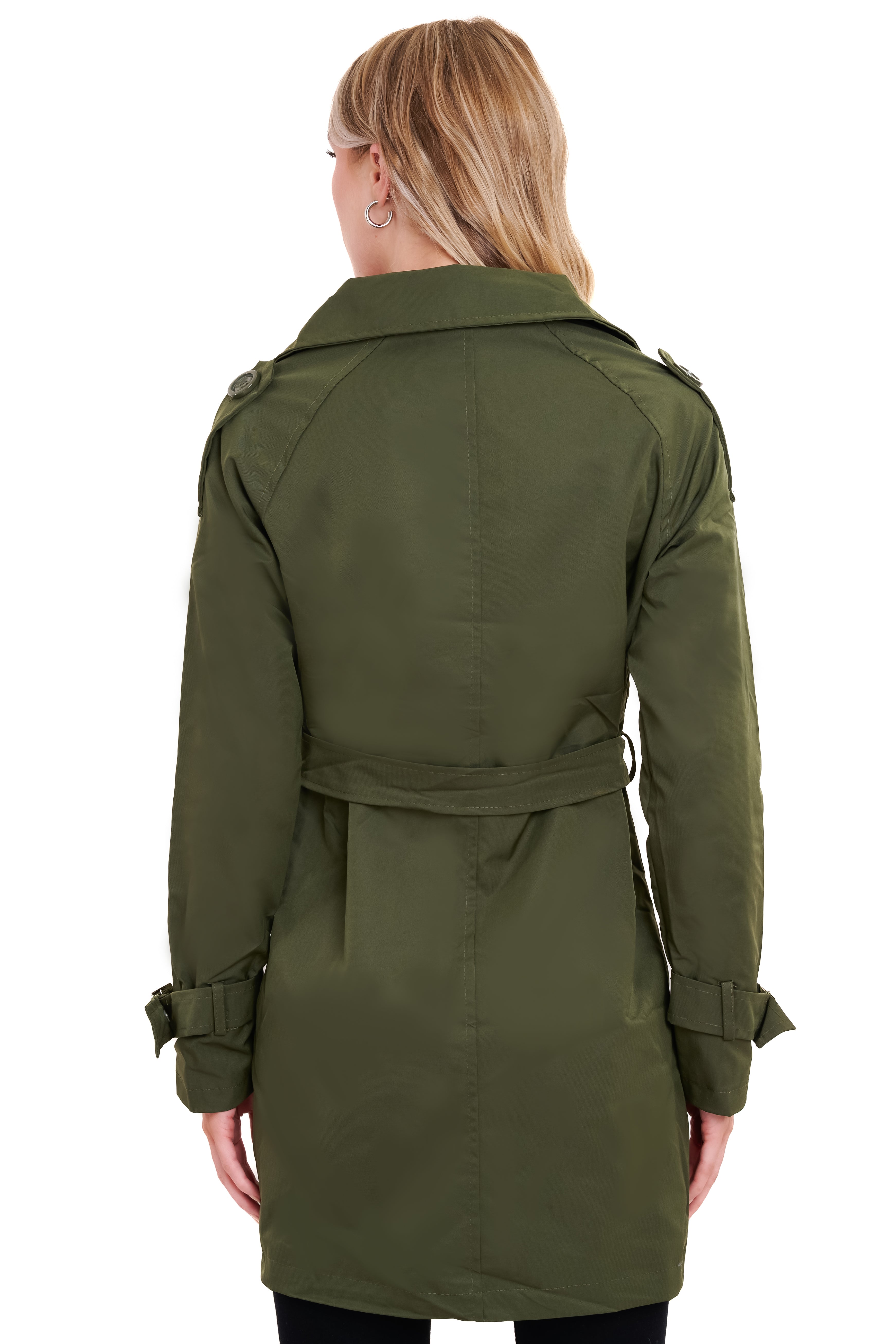 Gabardina botones cinturón OLIVO