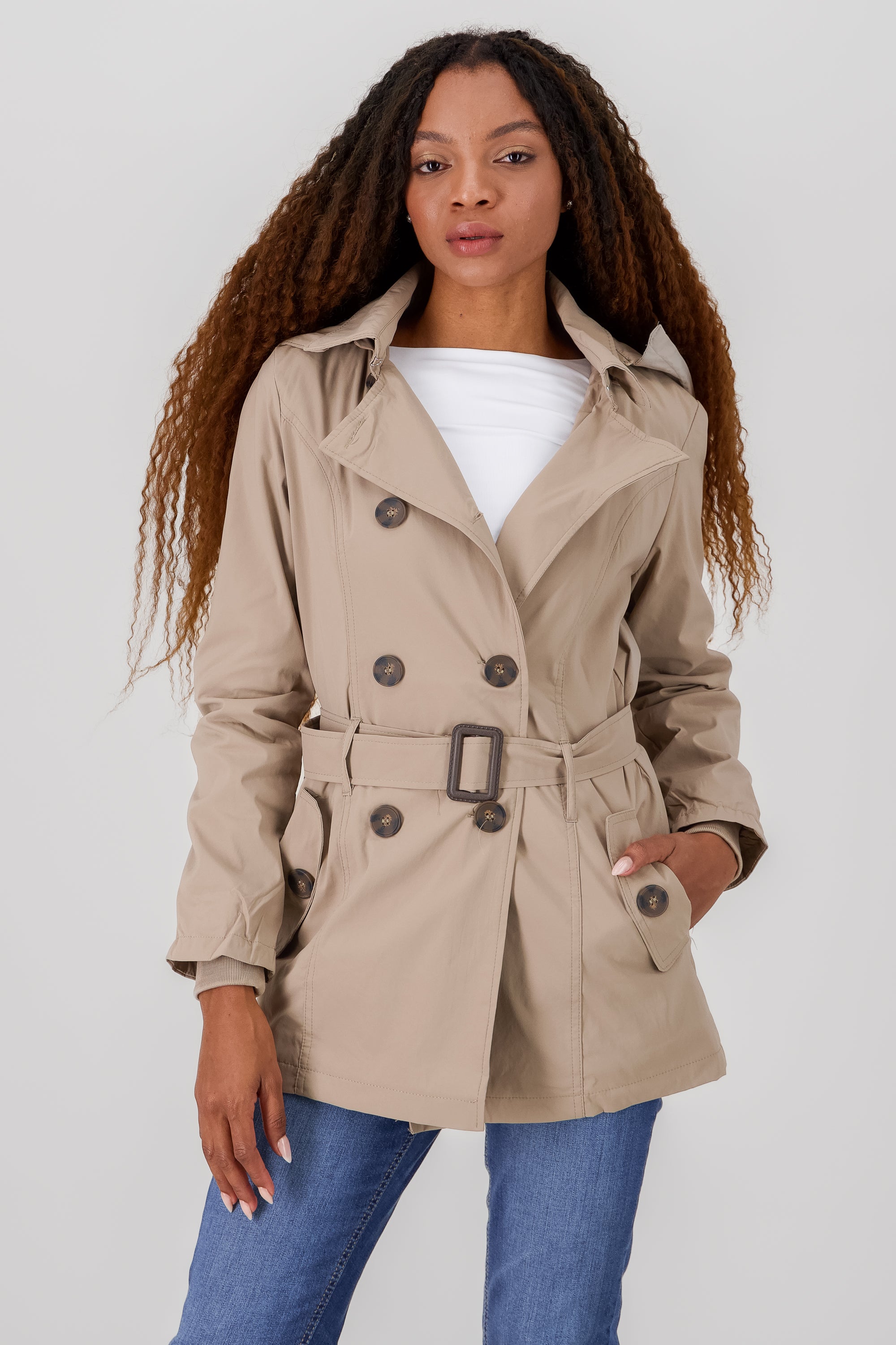 Gabardina Botones Gorro