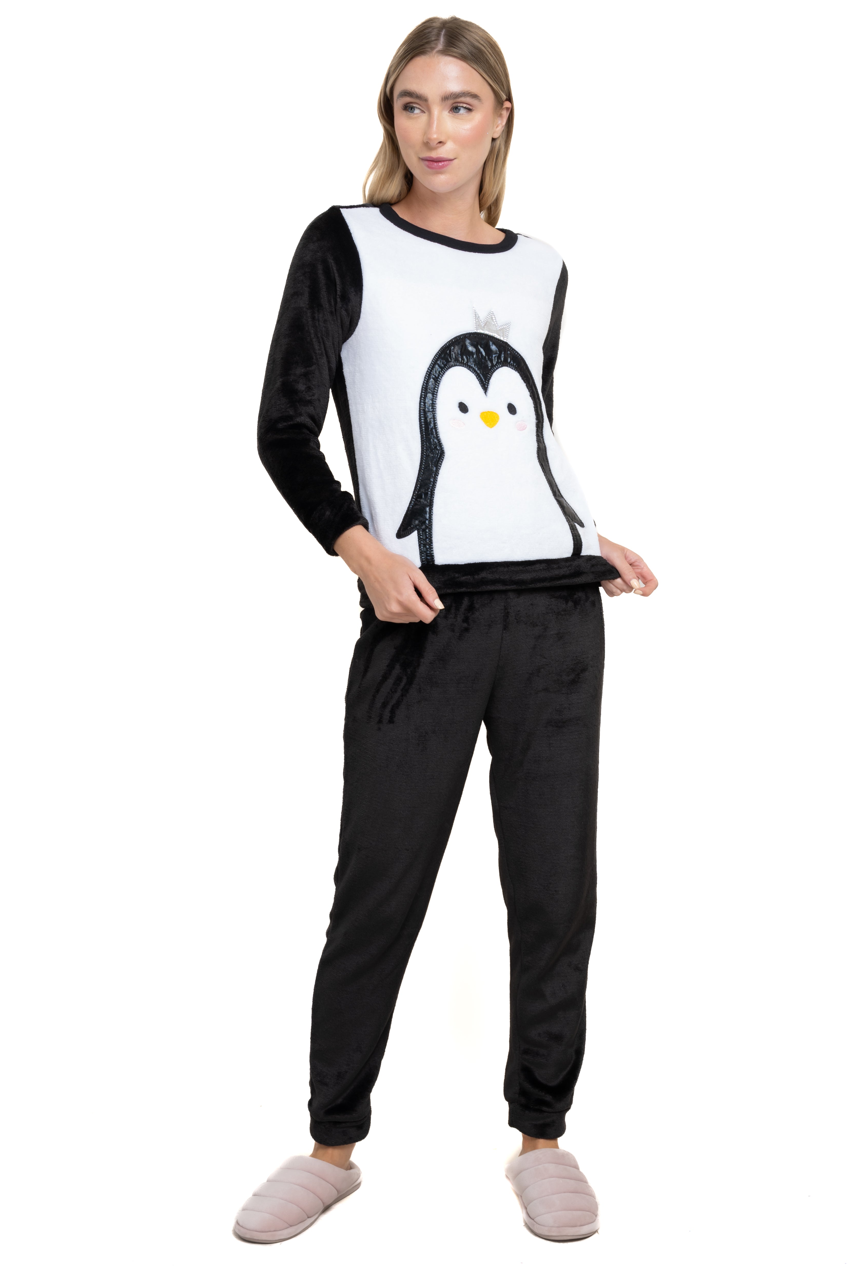 Pijama animalitos fluffy NEGRO