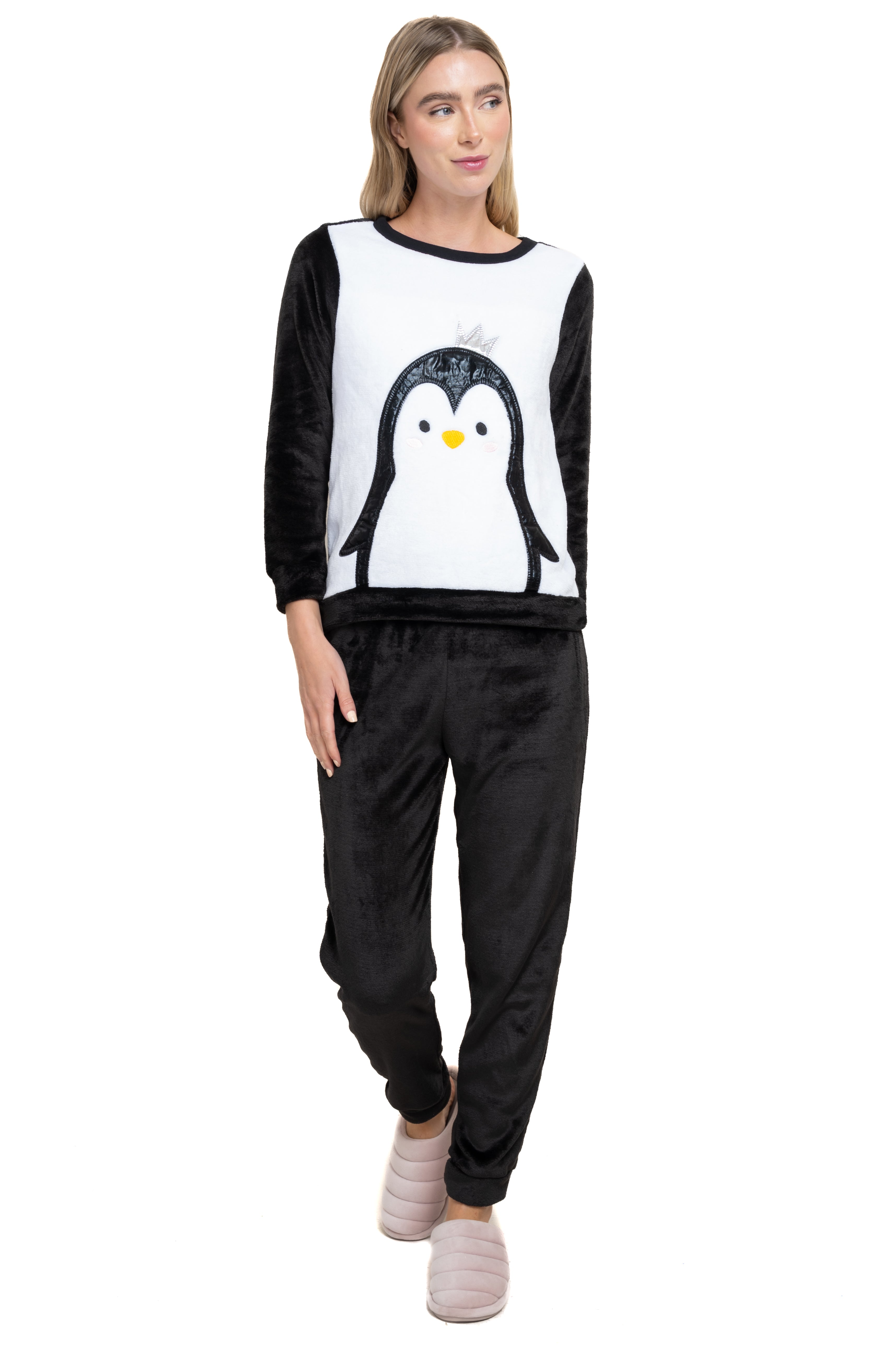 Pijama animalitos fluffy NEGRO