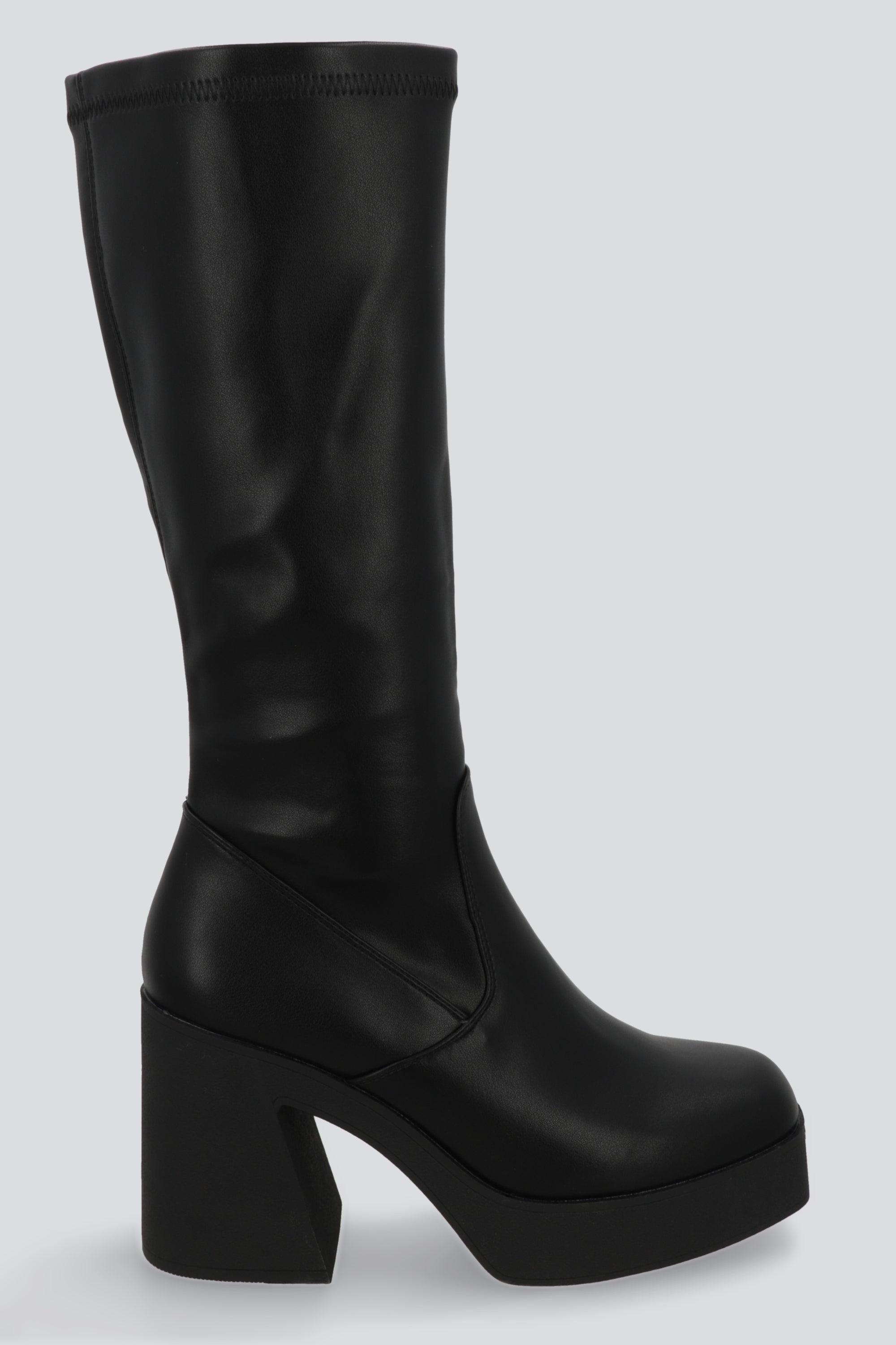 Botas ajustadas tacón ancho NEGRO