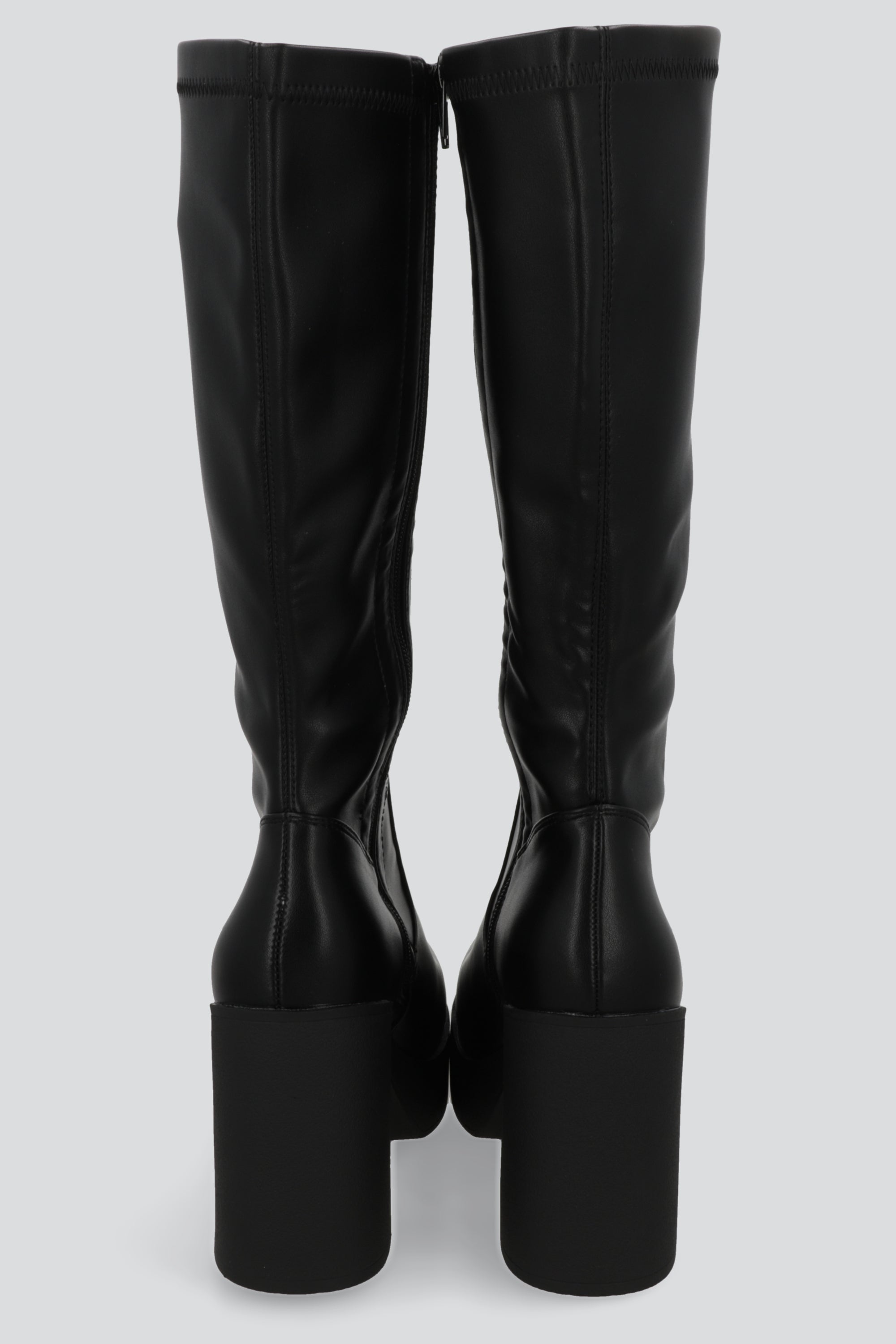 Botas ajustadas tacón ancho NEGRO