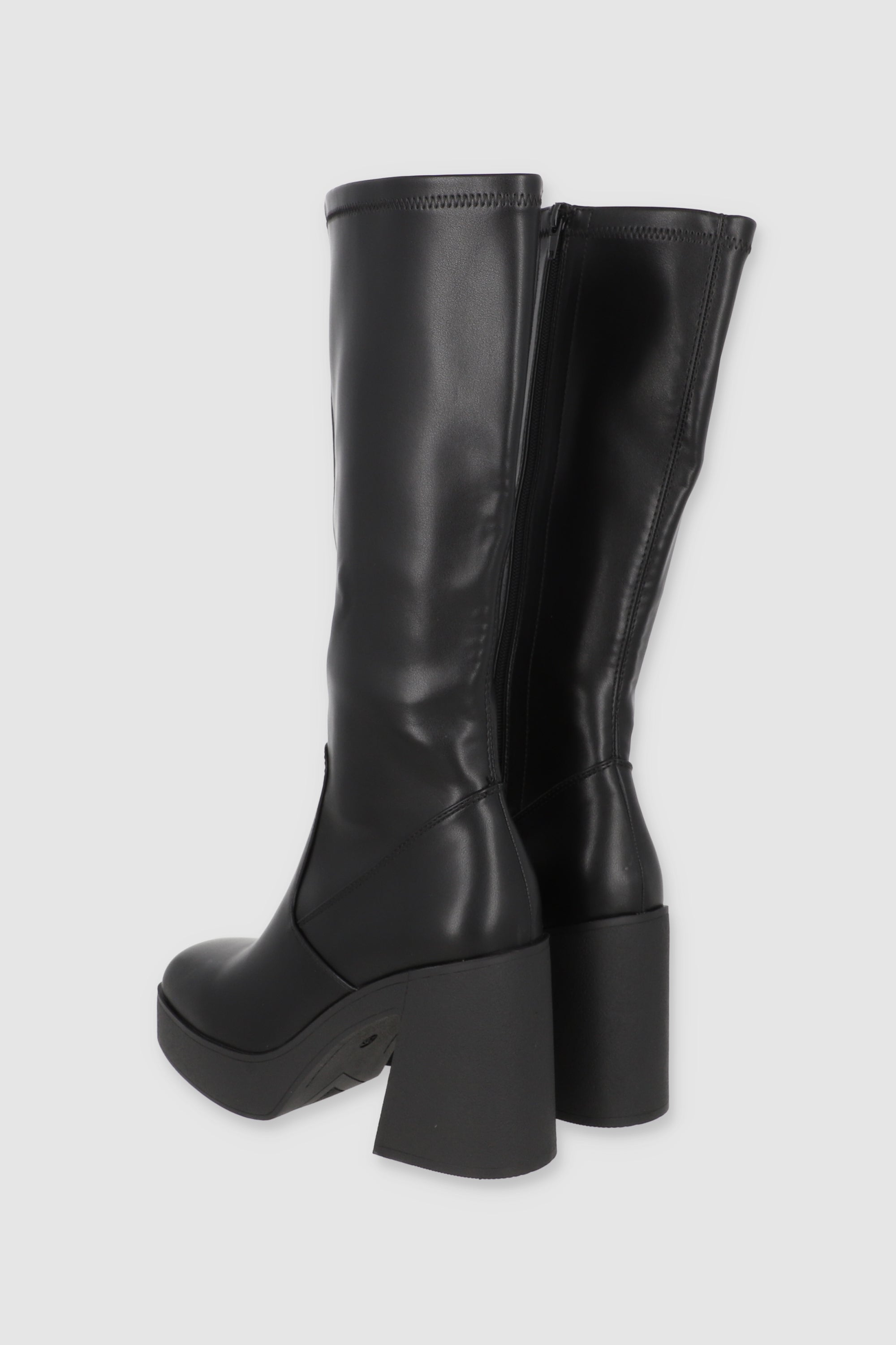 Botas ajustadas tacón ancho NEGRO
