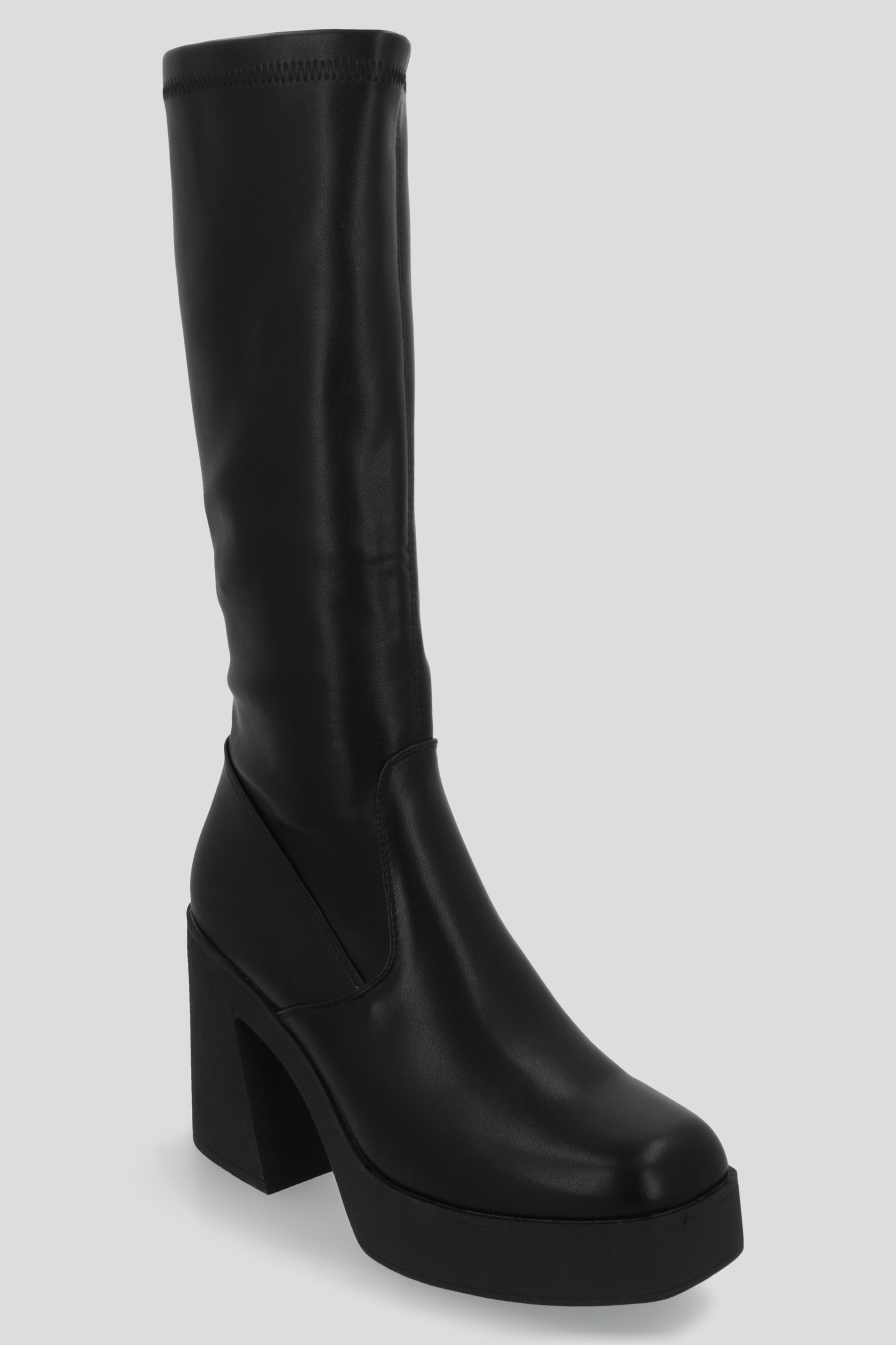 Botas ajustadas tacón ancho NEGRO