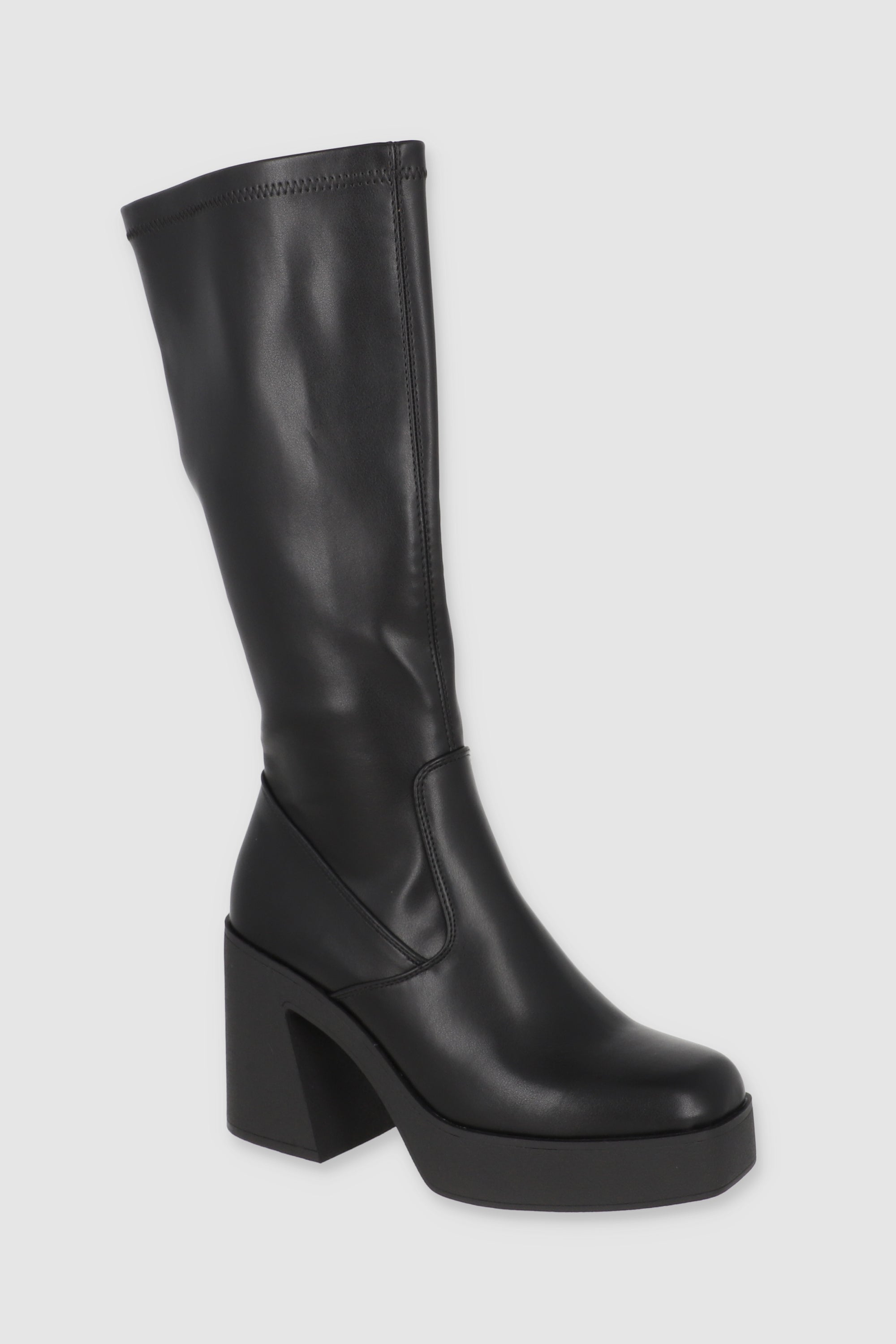 Botas ajustadas tacón ancho NEGRO