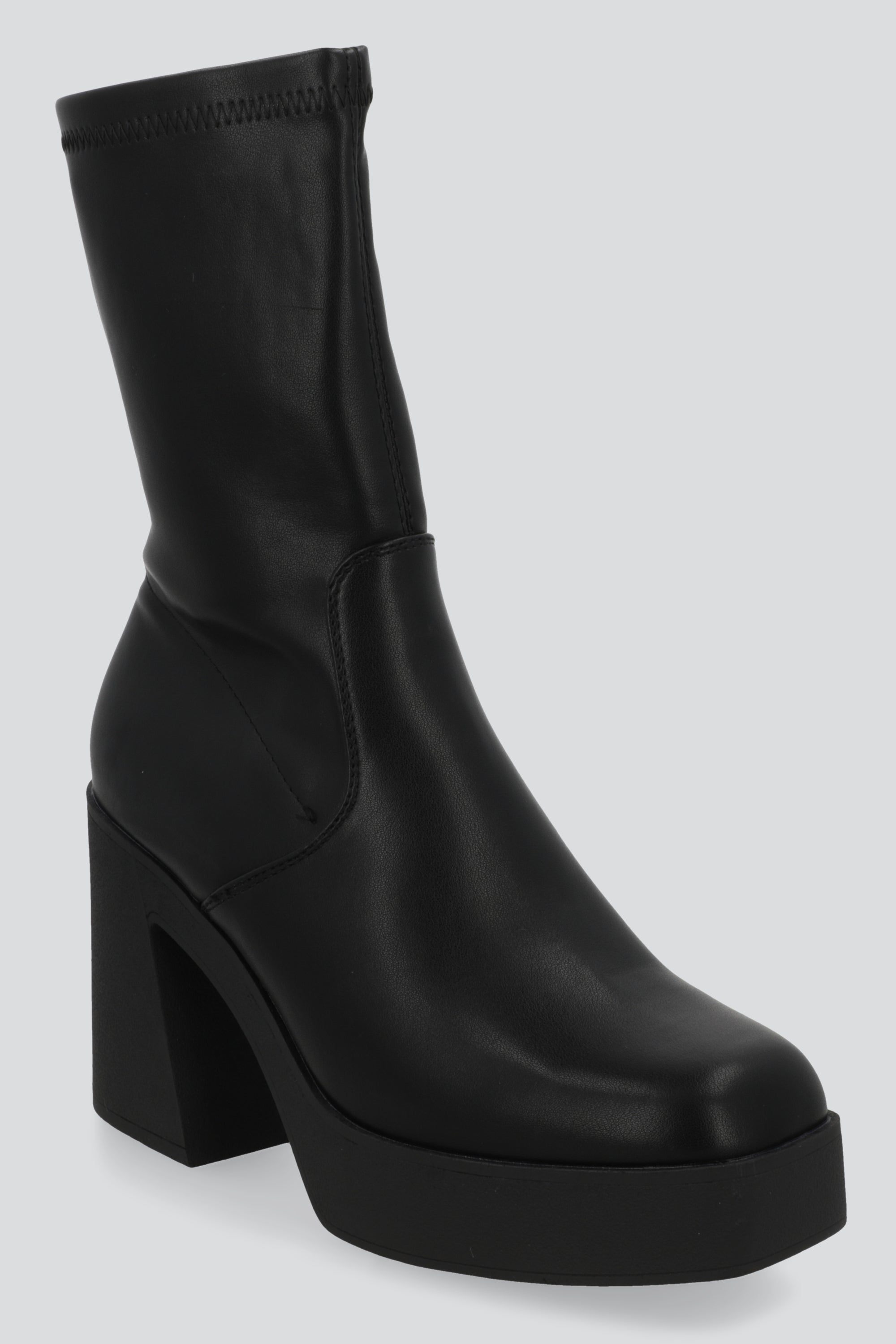 Botín Ajustado Tacón Ancho NEGRO