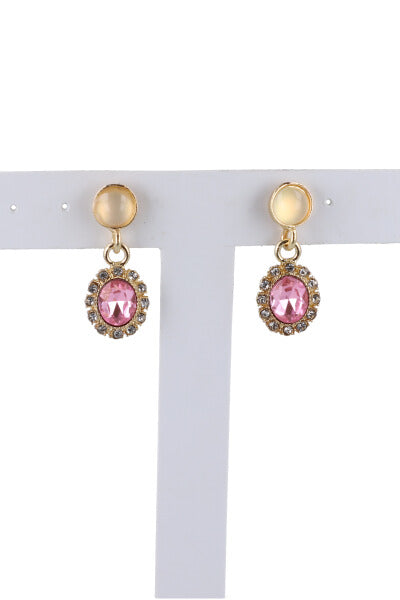 Aretes Largos Piedra Brillos ROSA