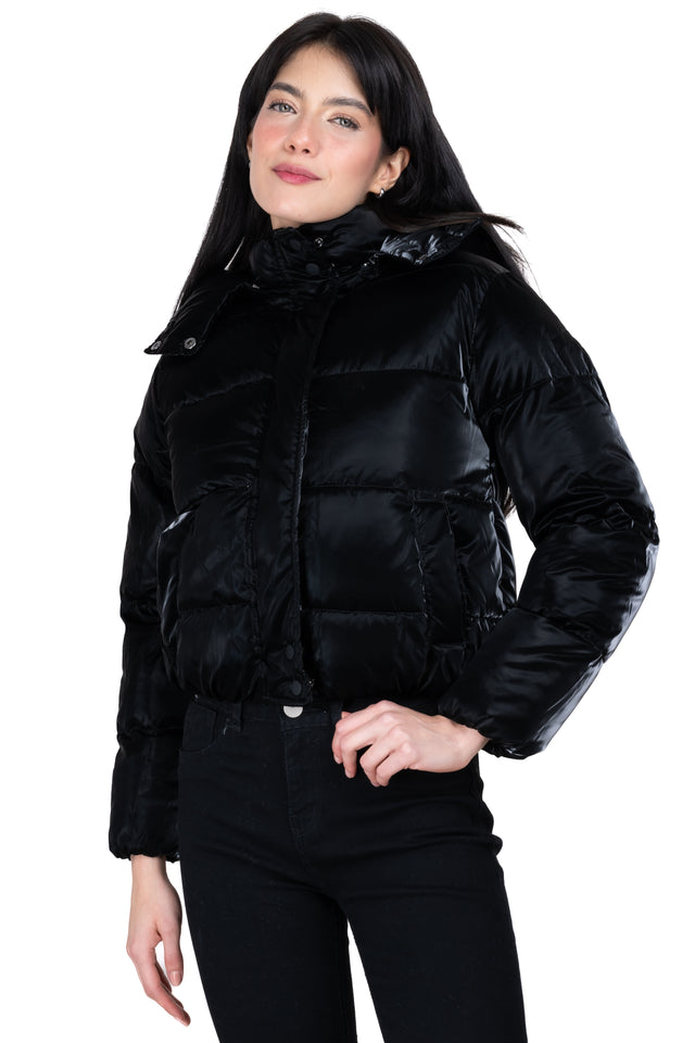 Chamarra crop puffer velvet