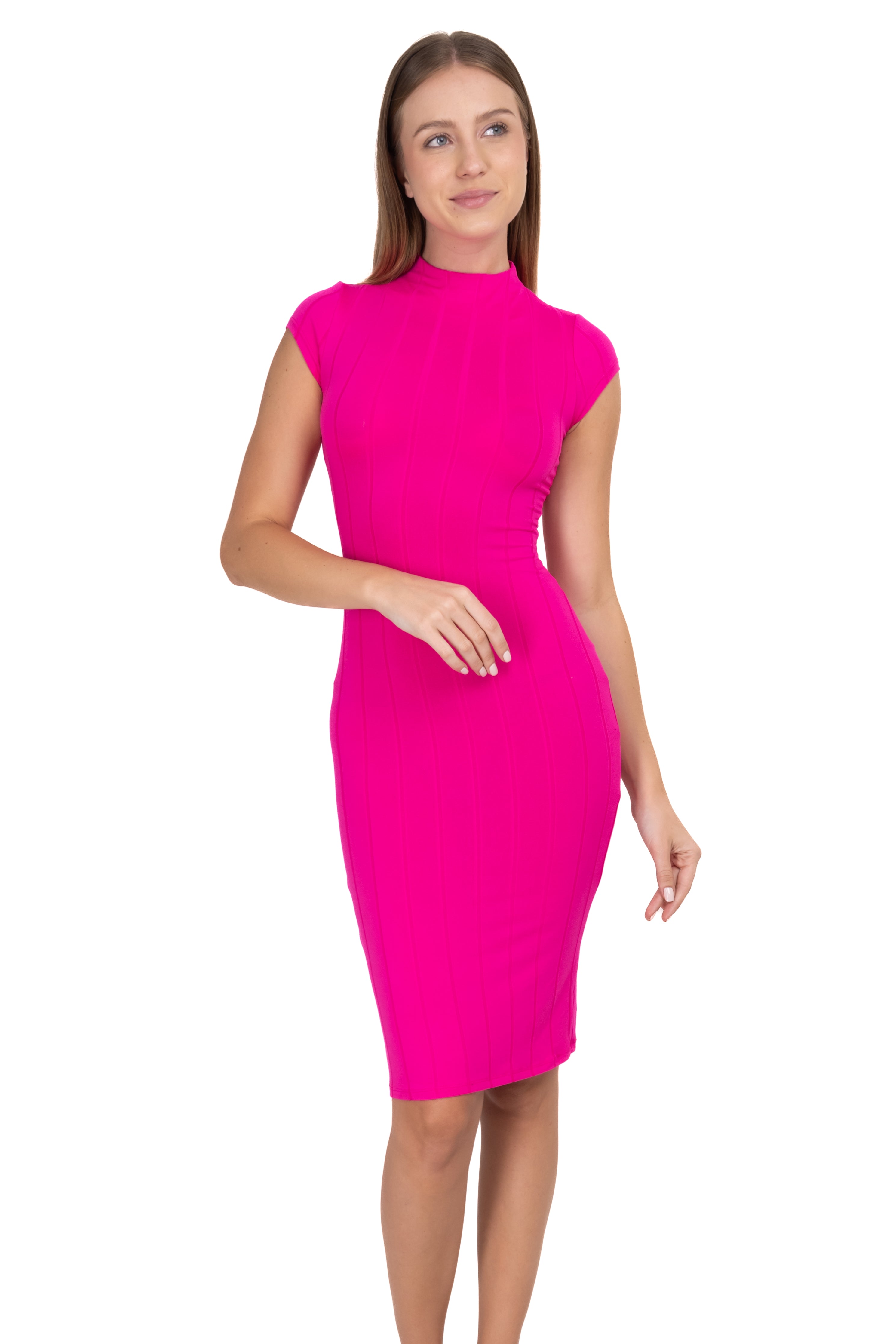Vestido midi acanalado cuello alto FIUSHA