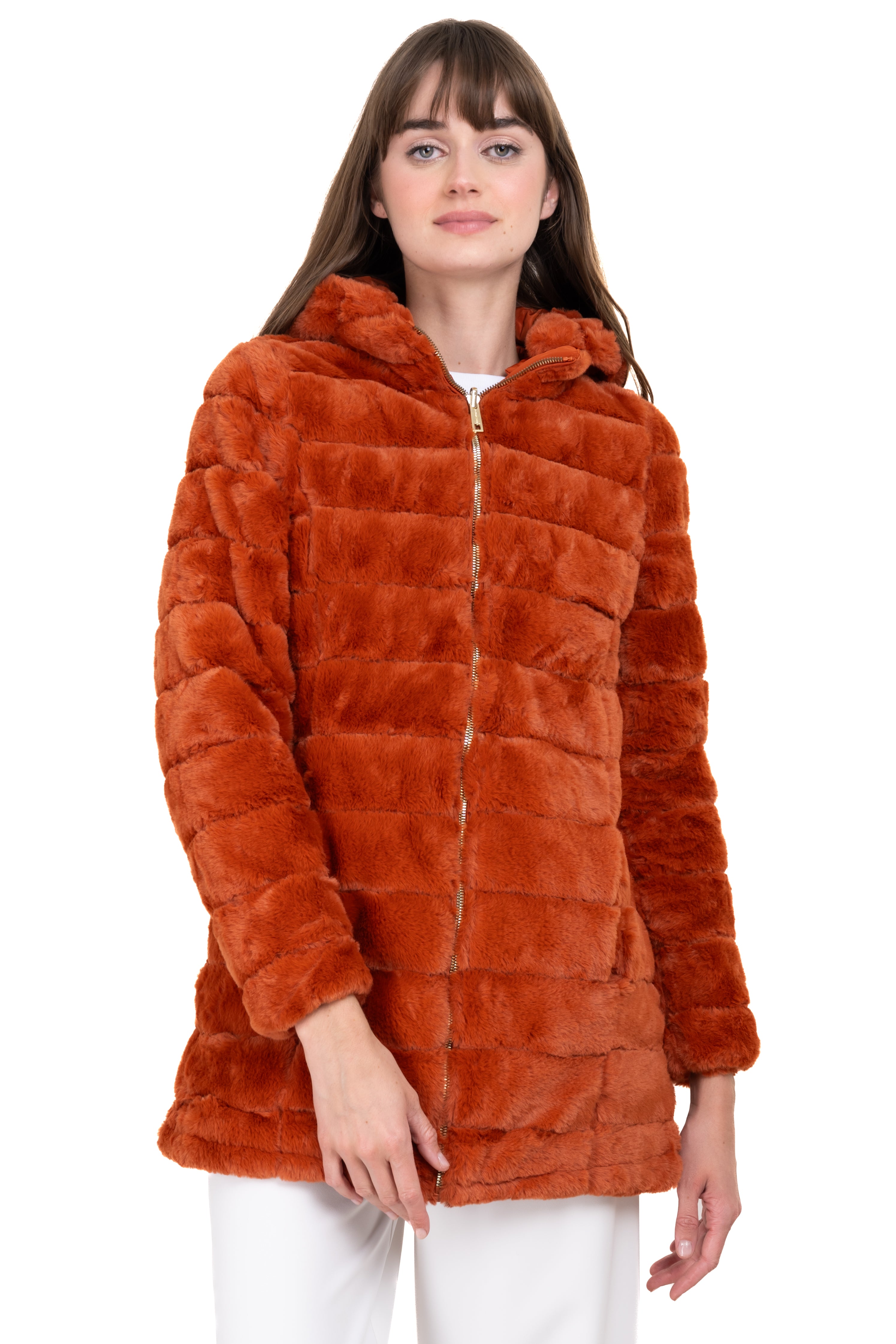 Abrigo peluche doble vista LADRILLO