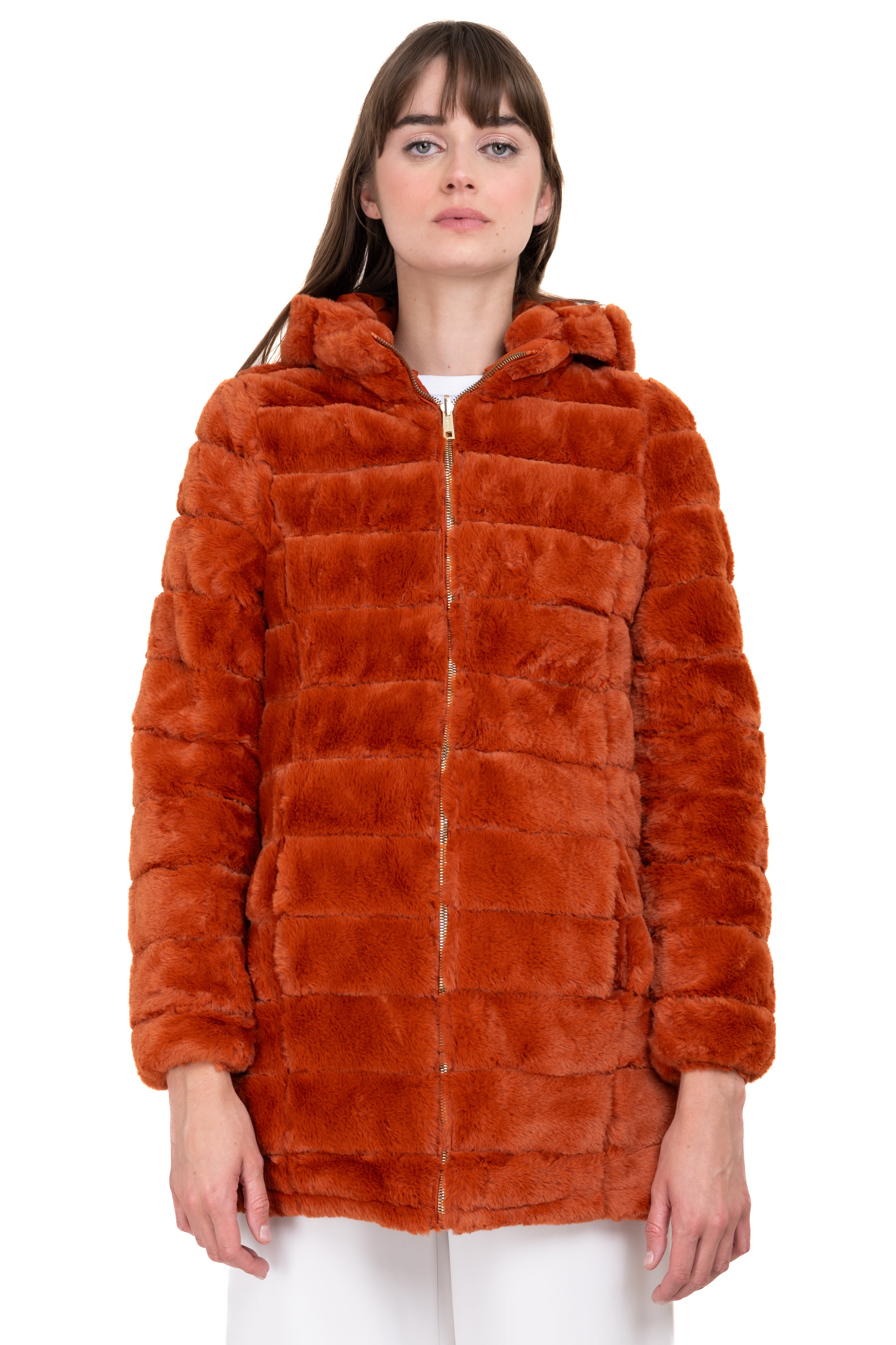 Abrigo peluche doble vista LADRILLO