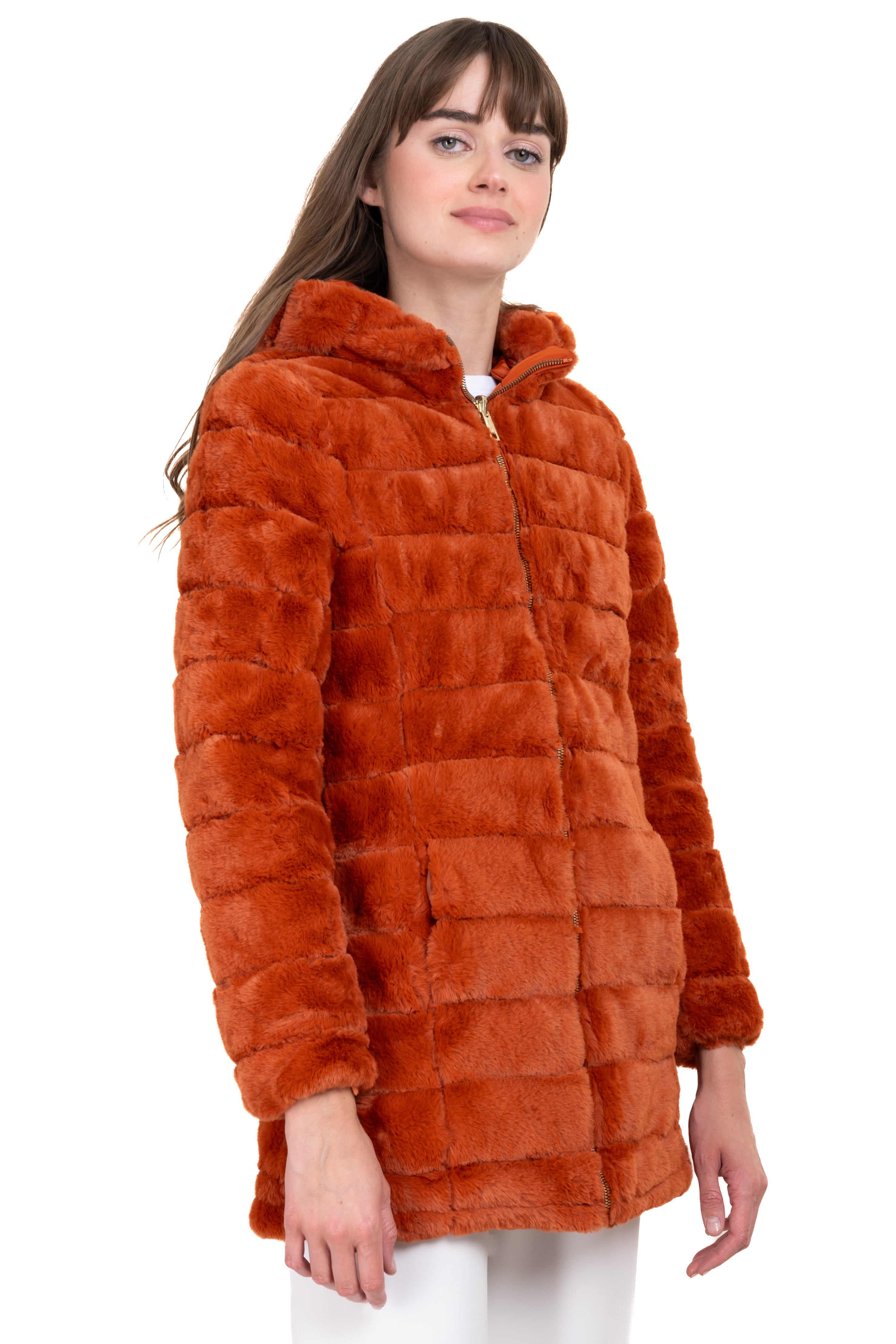 Abrigo peluche doble vista LADRILLO