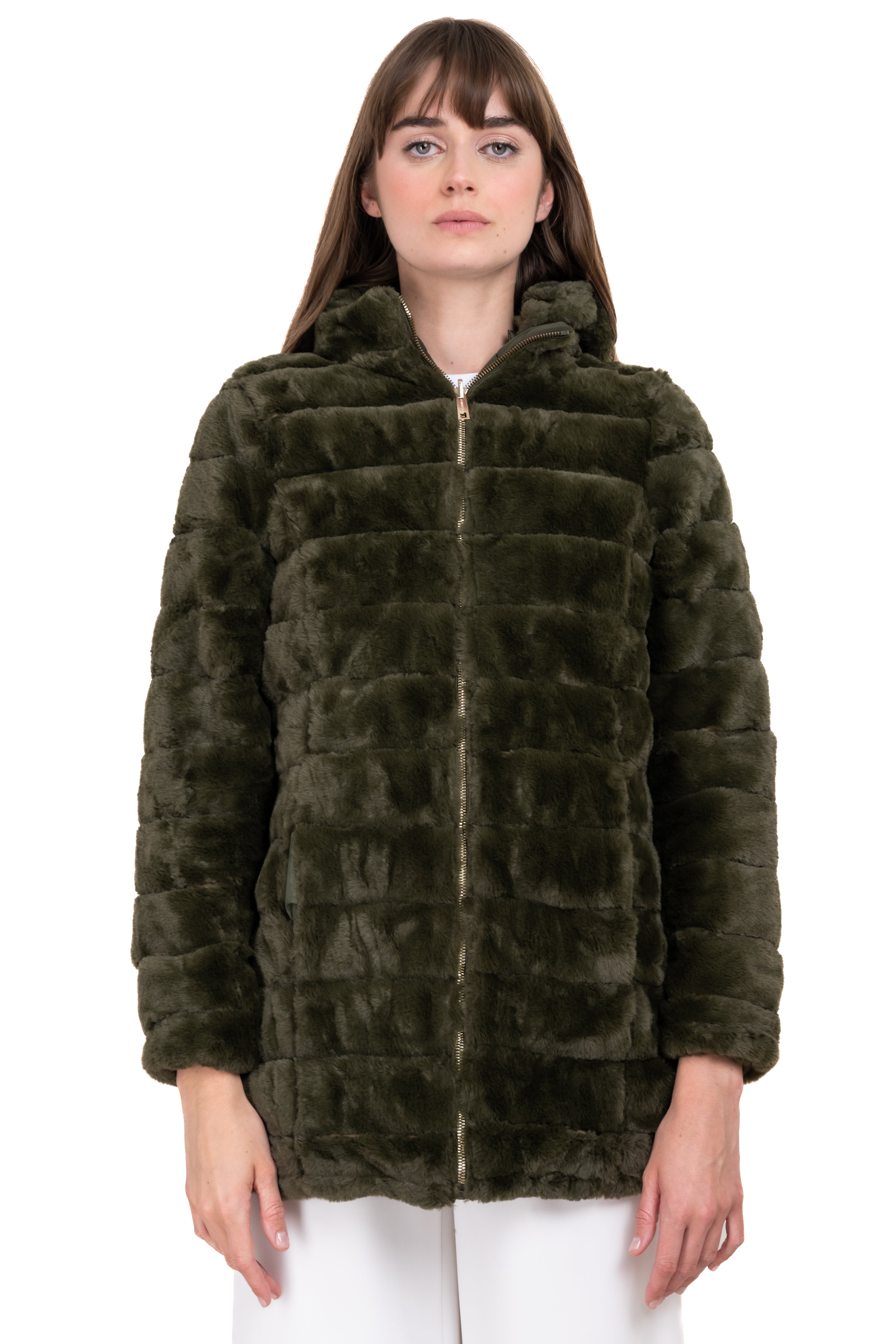 Abrigo peluche doble vista OLIVO