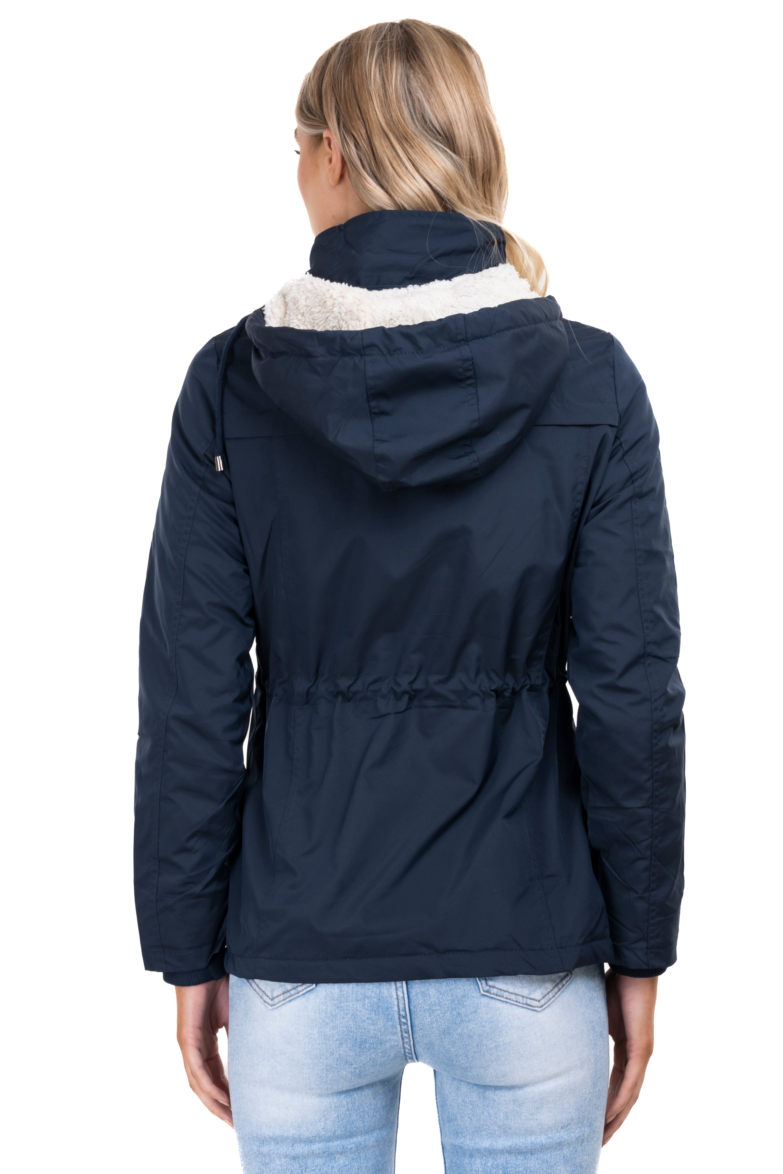 Gabardina bolsillos capucha sherpa MARINO