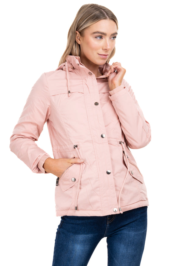 Gabardina bolsillos capucha sherpa