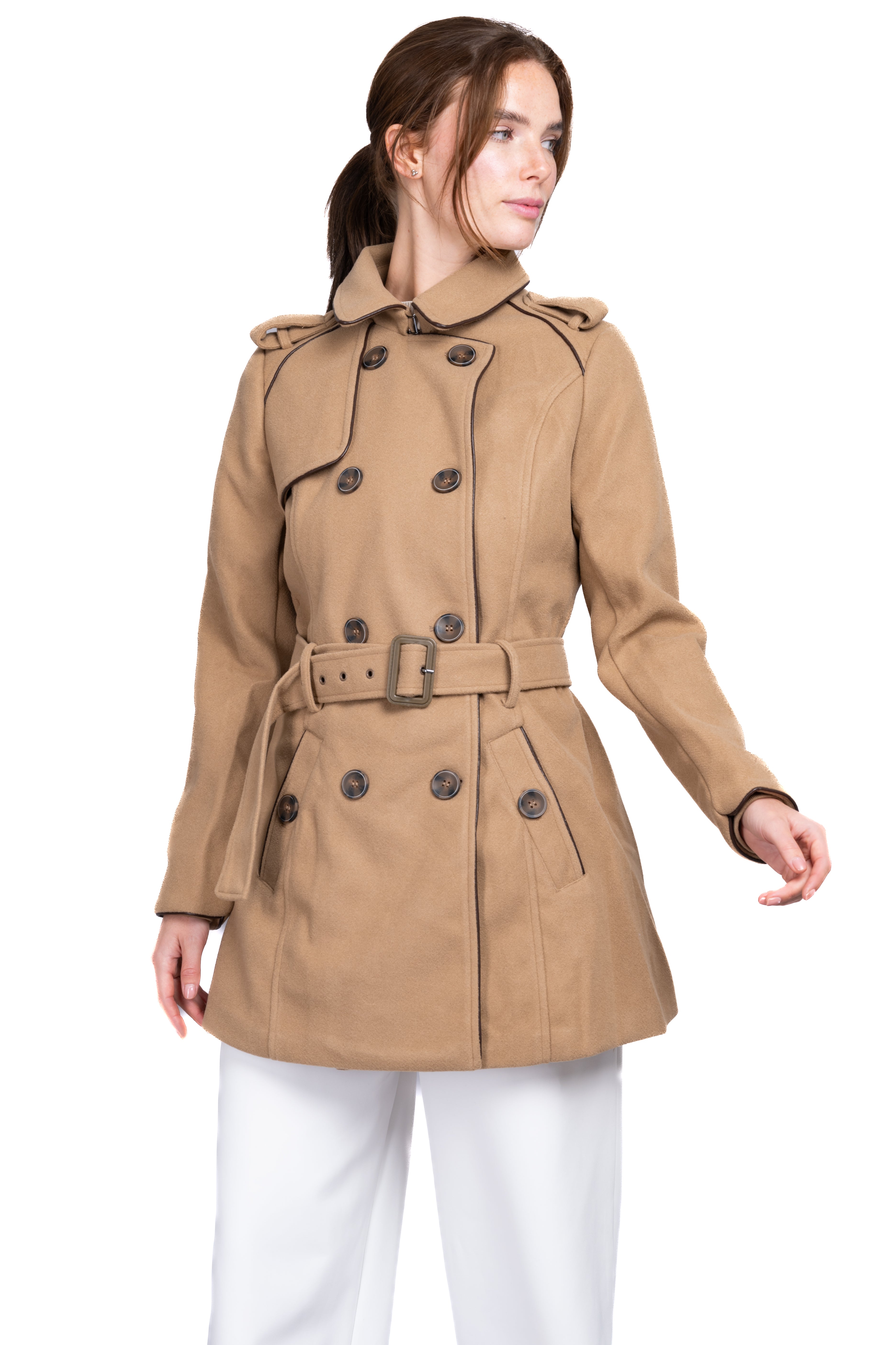 Gabardina botones cinturón KHAKI