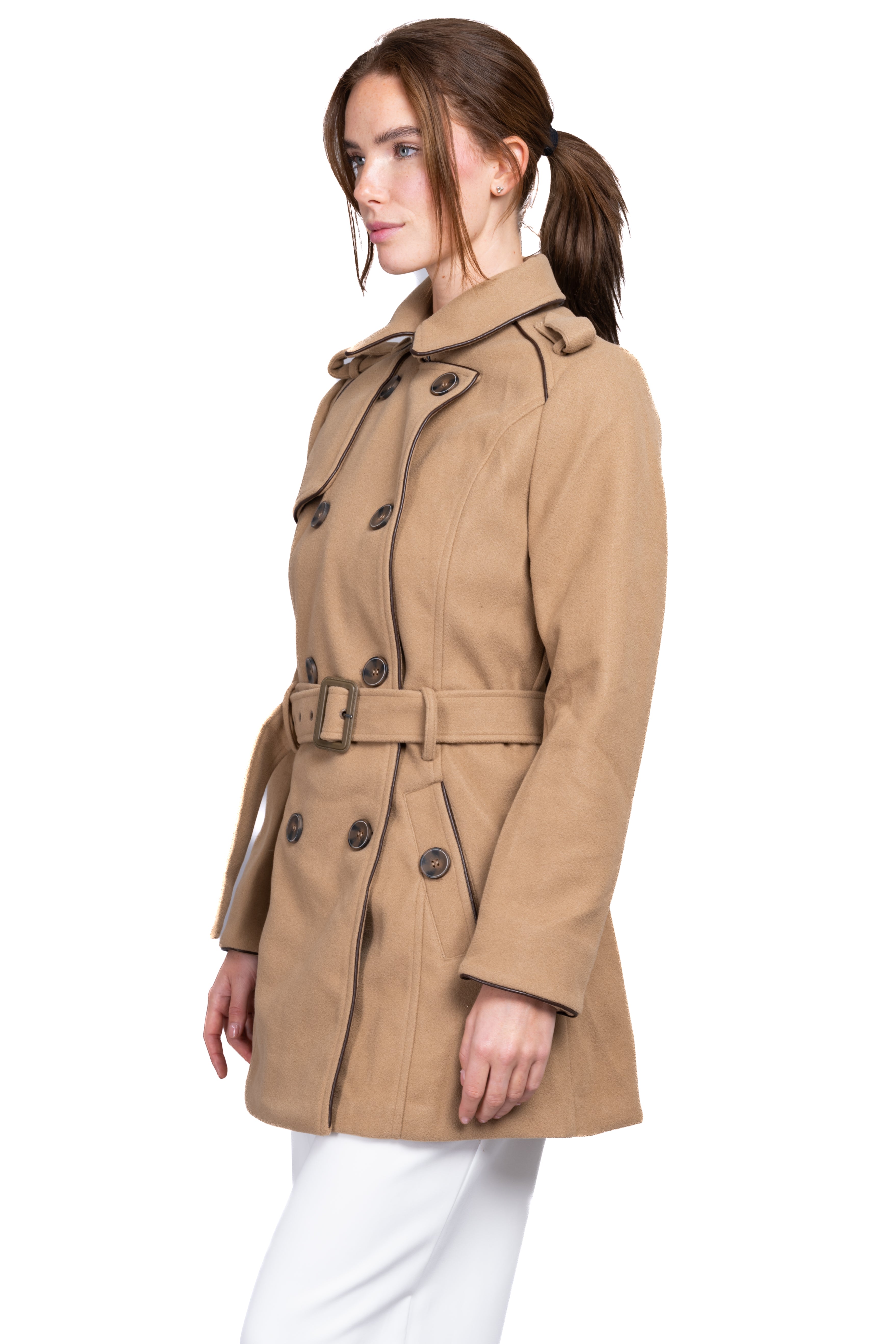 Gabardina botones cinturón KHAKI