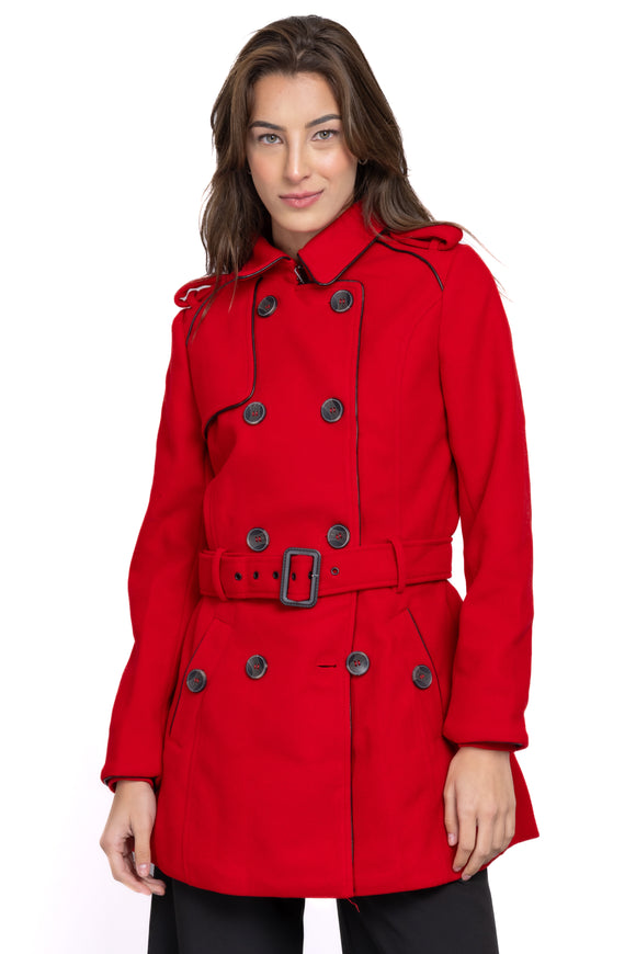 Gabardina botones cinturón